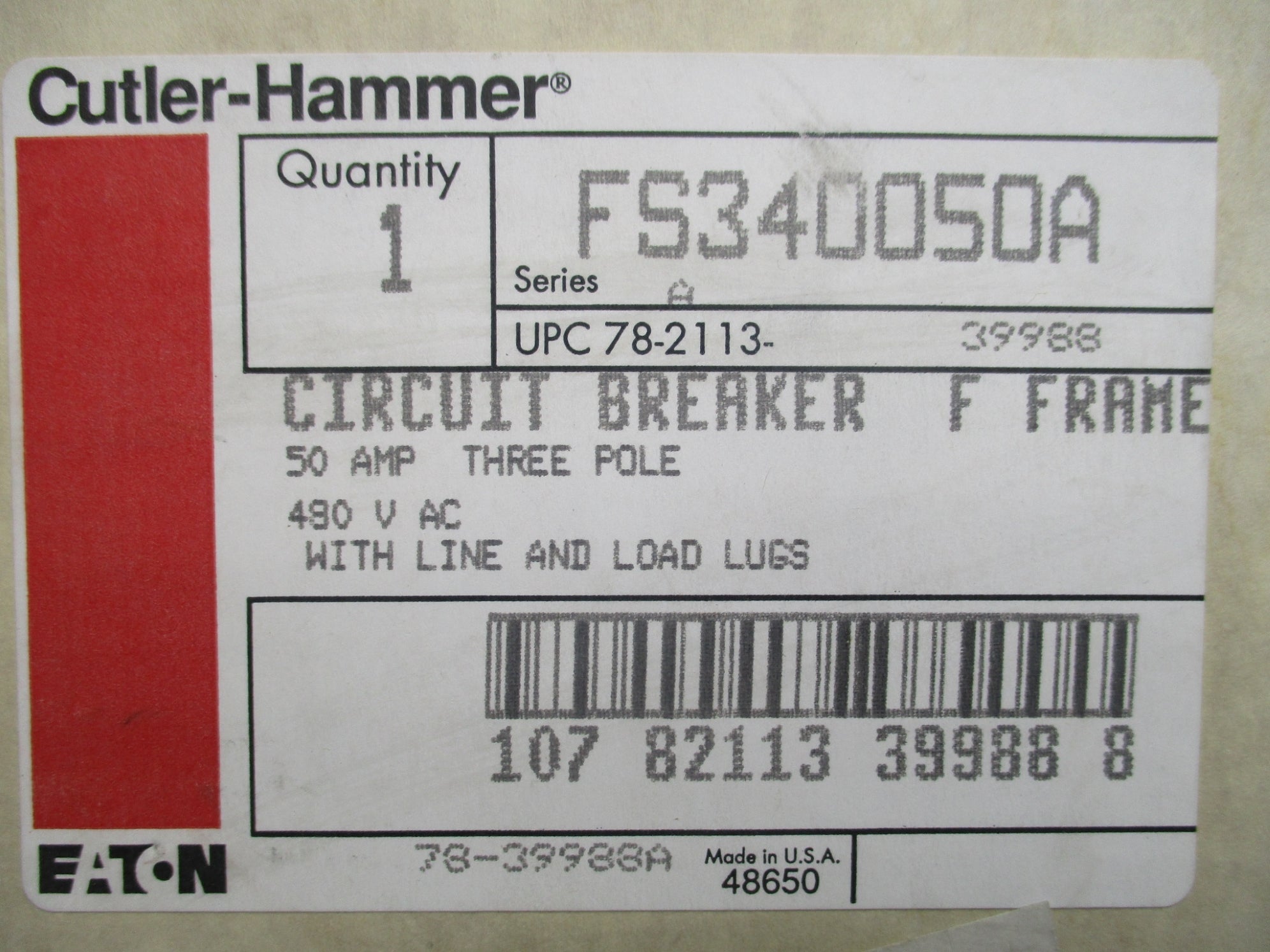 CUTLER HAMMER FS340050A 50A 480VAC NSMP