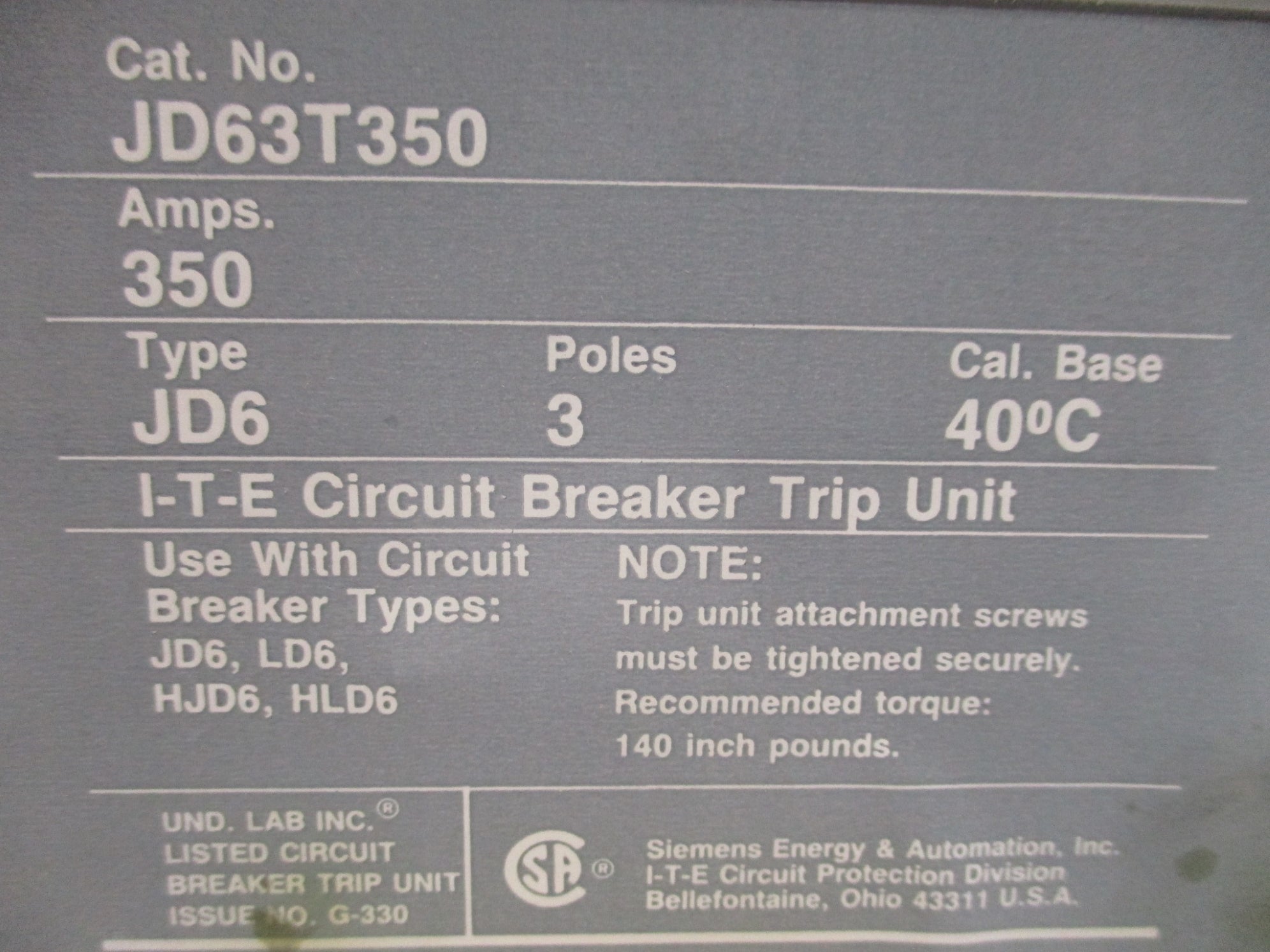SIEMENS JD63T350 NSMP