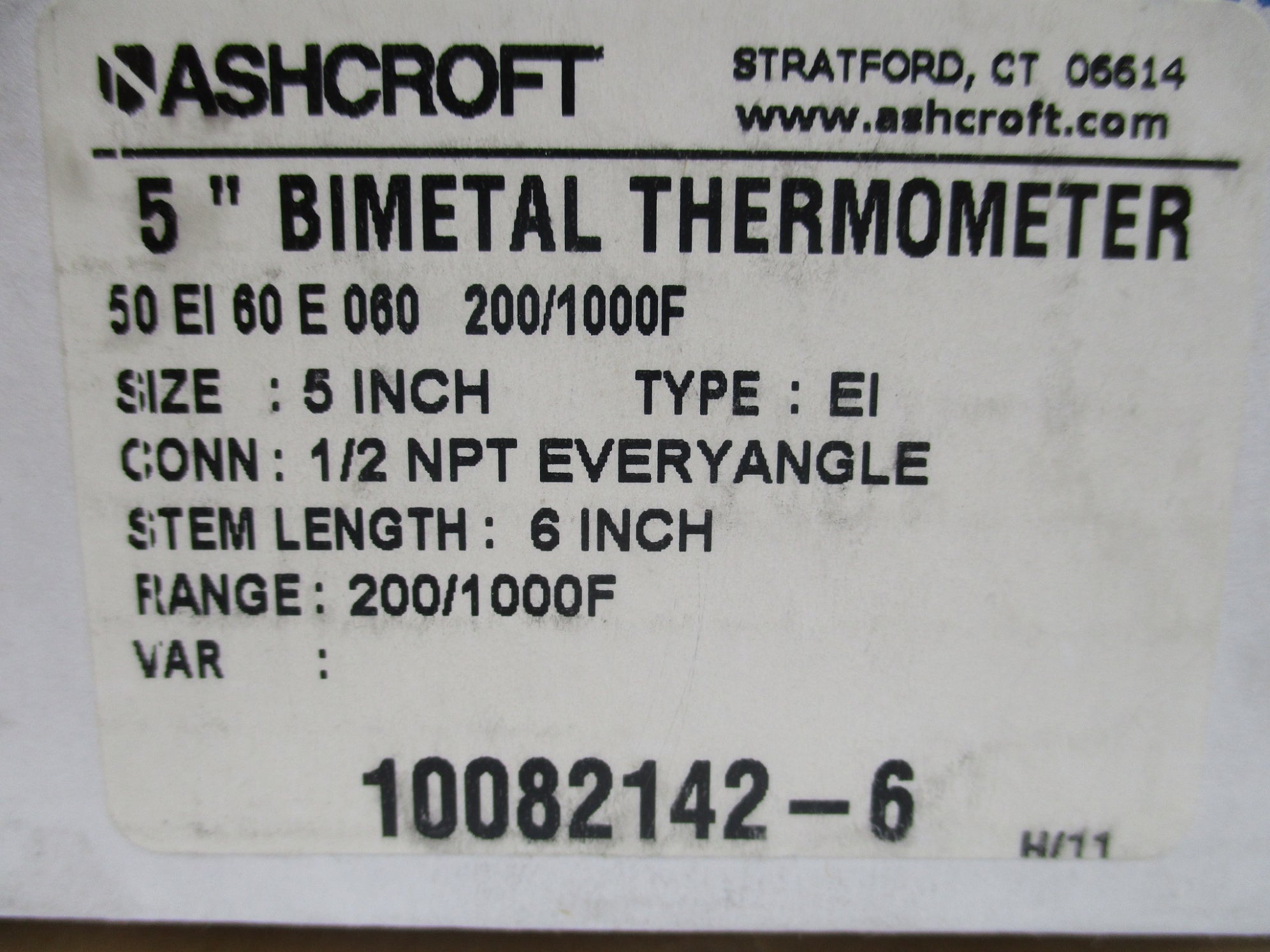 ASHCROFT 50EI60E060 200/1000'F 5" NSMP