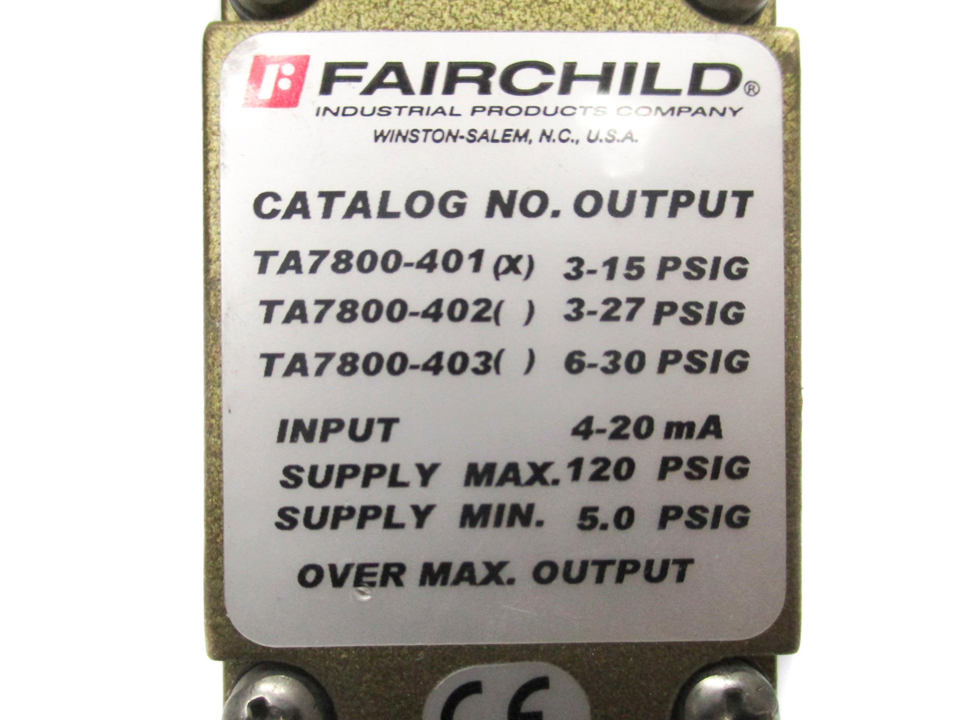 FAIRCHILD TA7800-401 3-15PSIG NSNP
