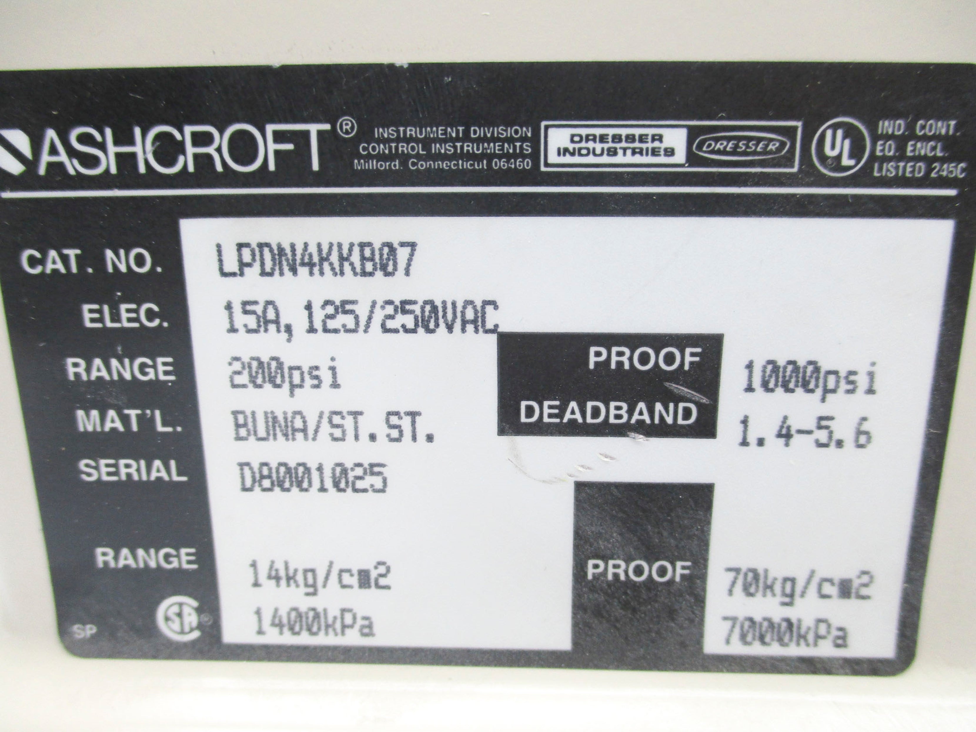 ASHCROFT LPDN4KKB07 NSNP