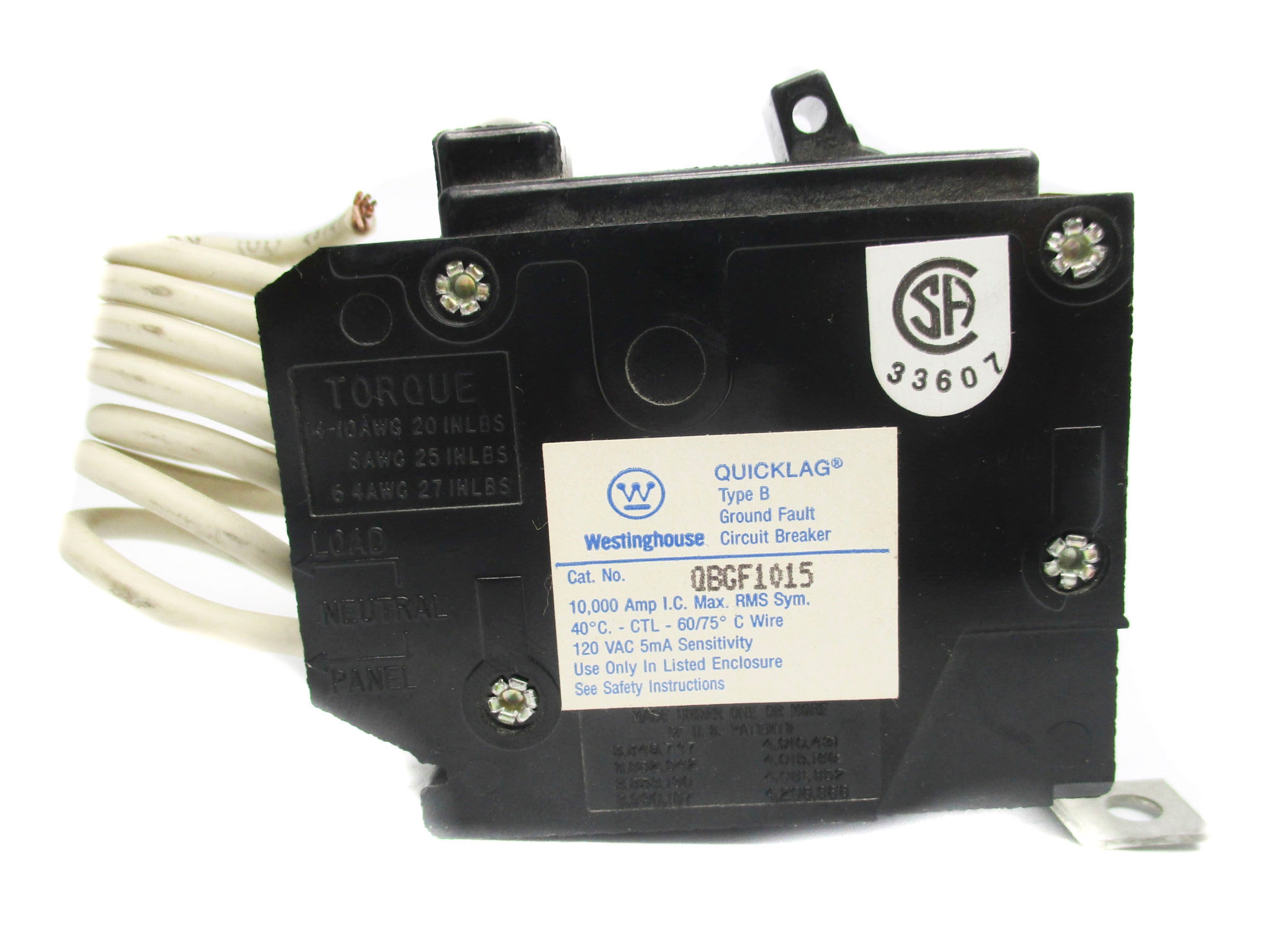 WESTINGHOUSE QBGF1015 15A 120VAC UNMP