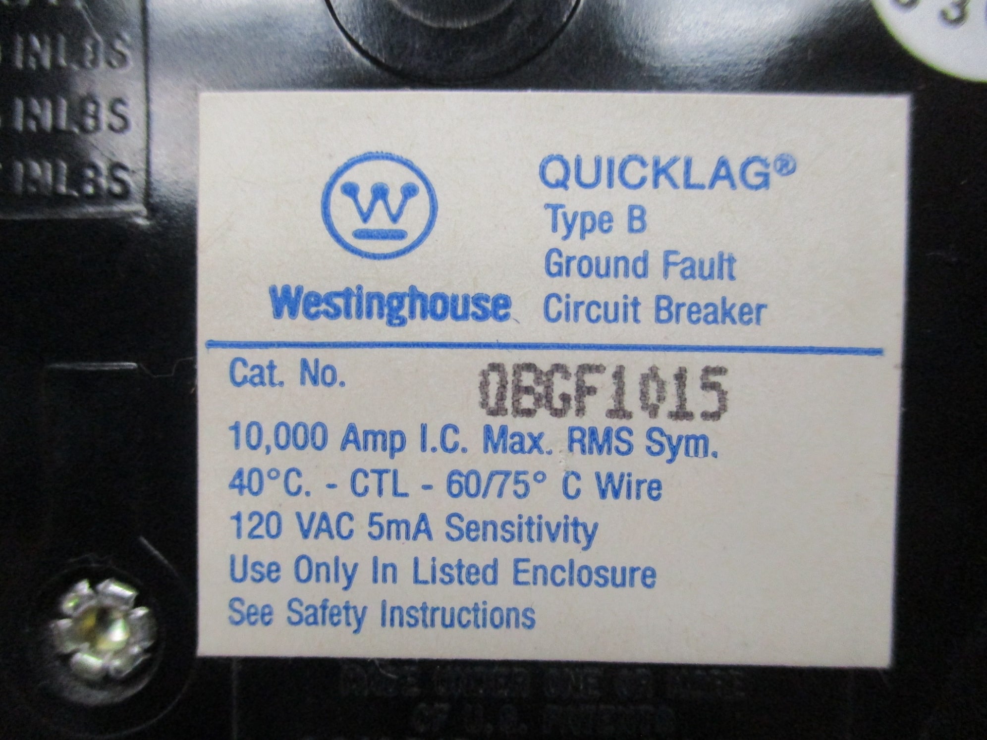 WESTINGHOUSE QBGF1015 15A 120VAC UNMP