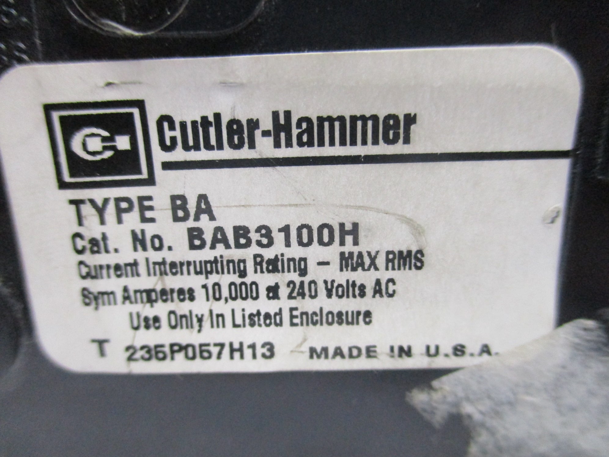 CUTLER HAMMER BAB3100H 100A 240VAC UNMP