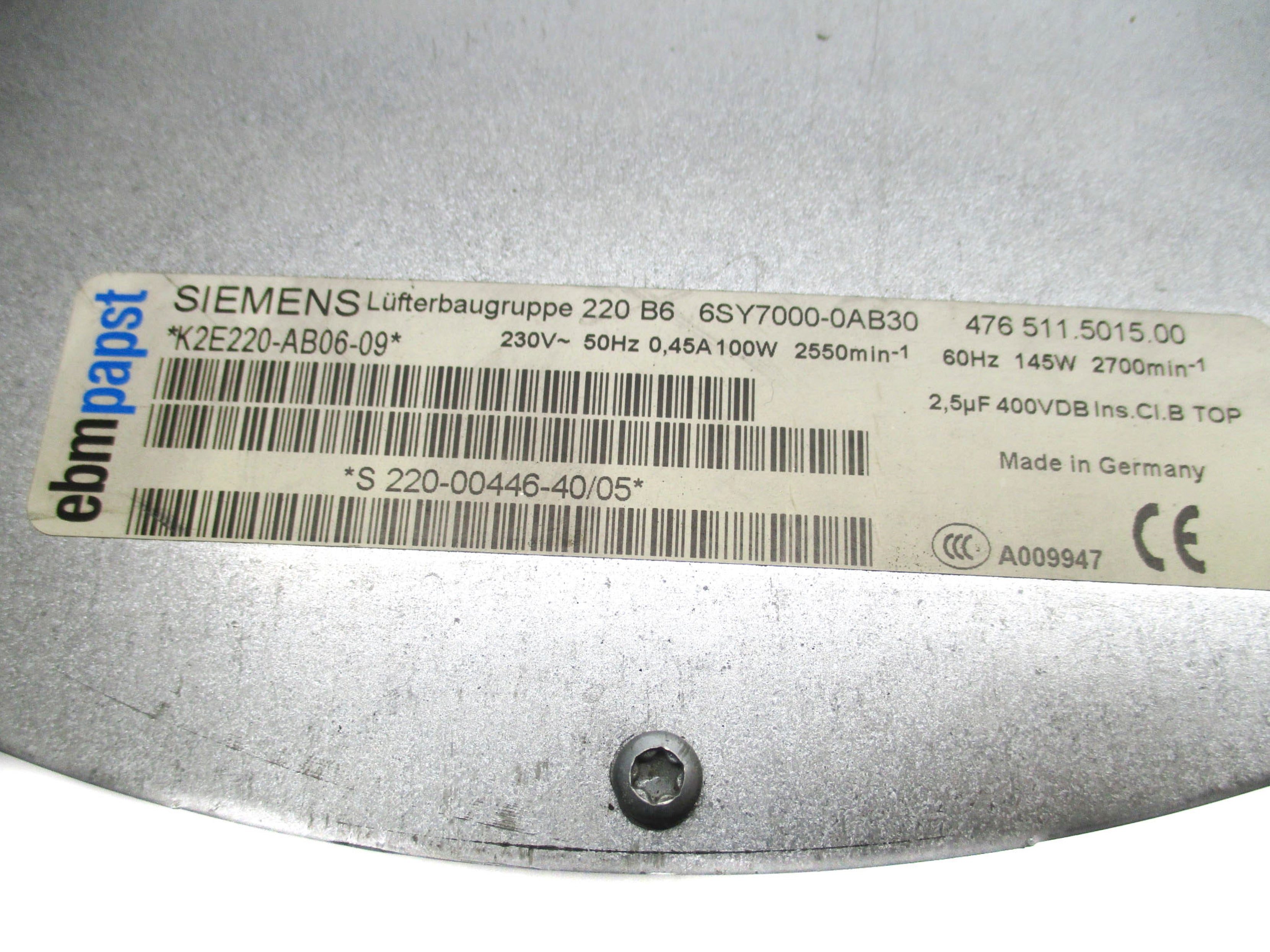 SIEMENS 6SY7000-0AB30 K2E220-AB06-09 UNMP