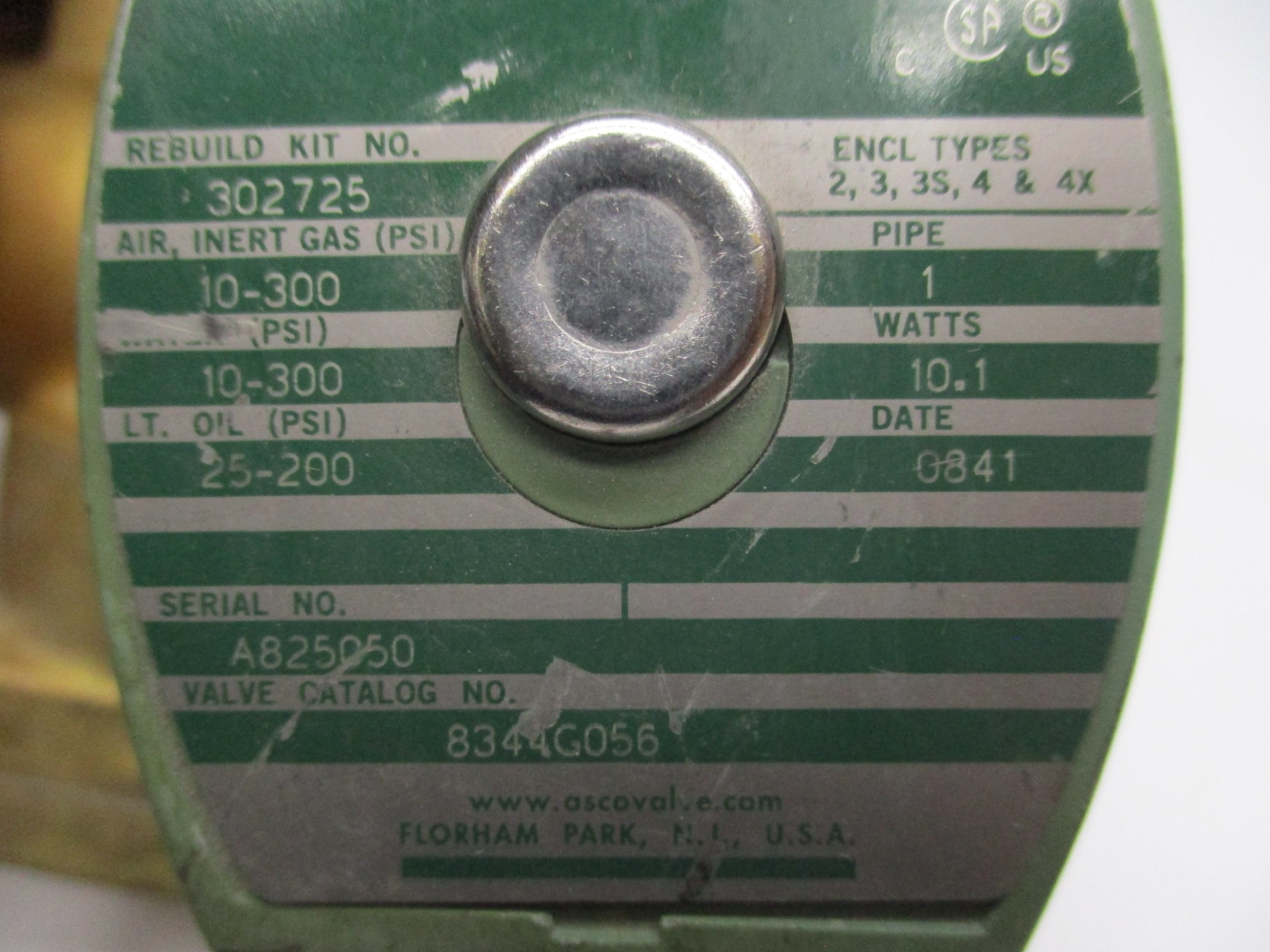 ASCO 8344G056 110/120V 10-300PSI (AS PICTURED) 1" NSNP