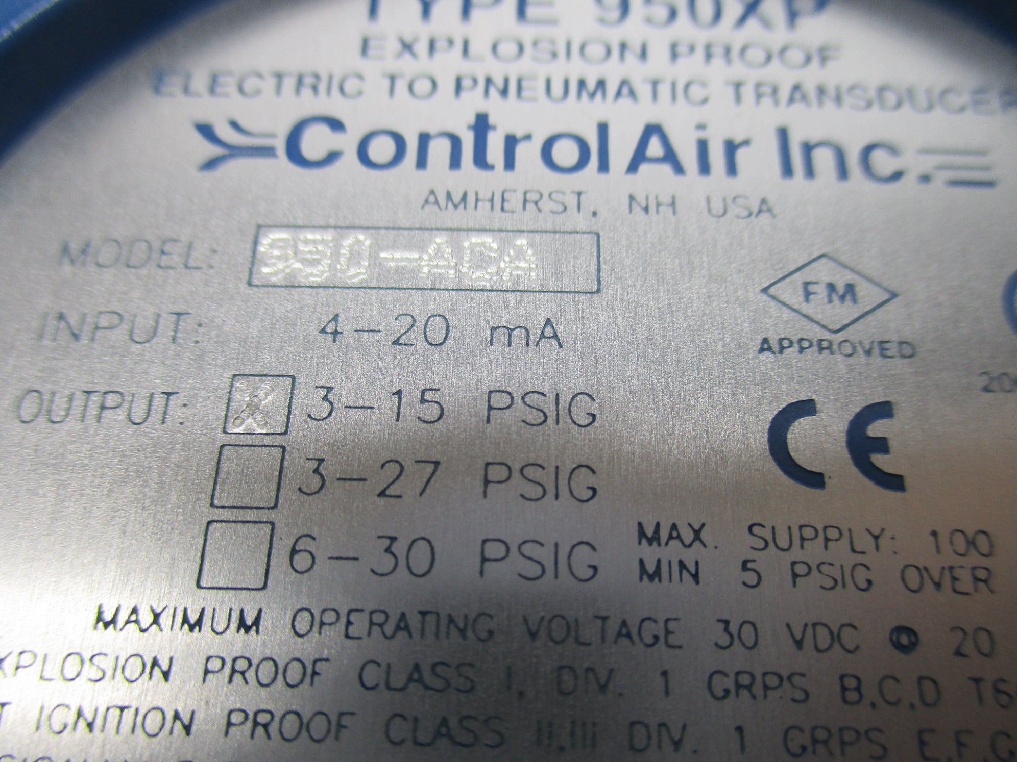 CONTROLAIR 950-AC 3-15PSI NSMP