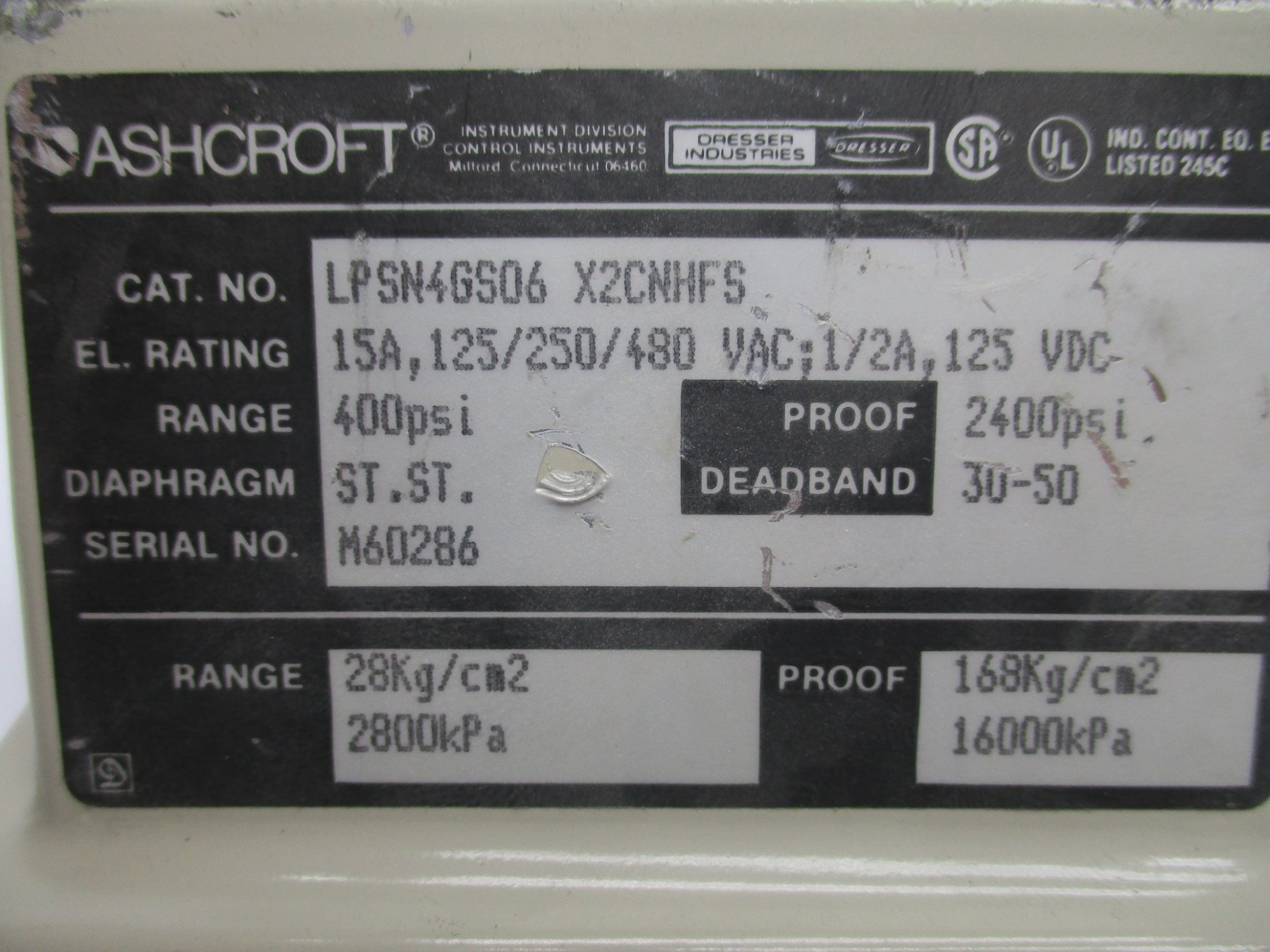 ASHCROFT LPSN4GS06X2CNHFS (AS PICTURED) NSNP