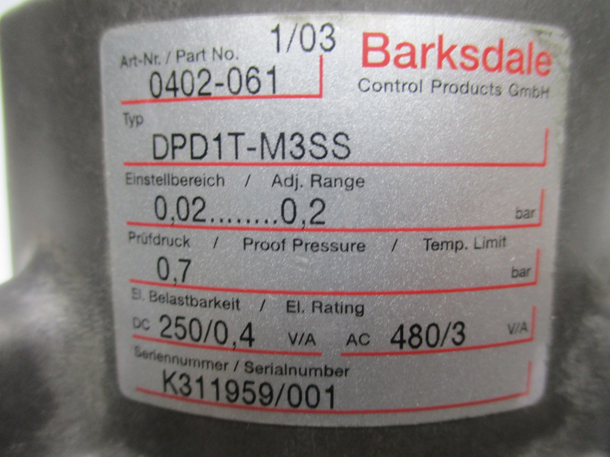 BARKSDALE DPD1T-M3SS UNMP