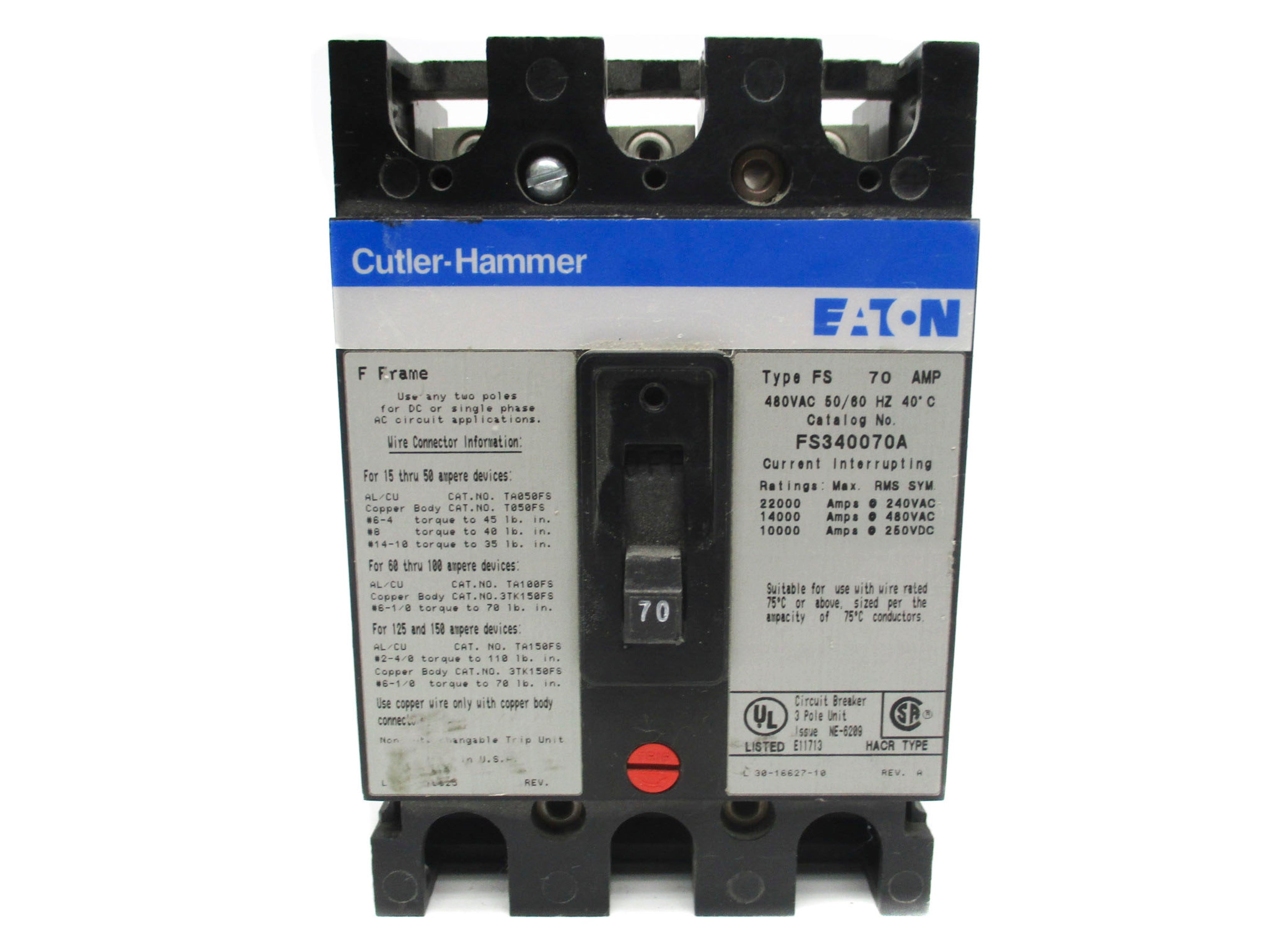 CUTLER HAMMER FS340070A 70A 480VAC UNMP