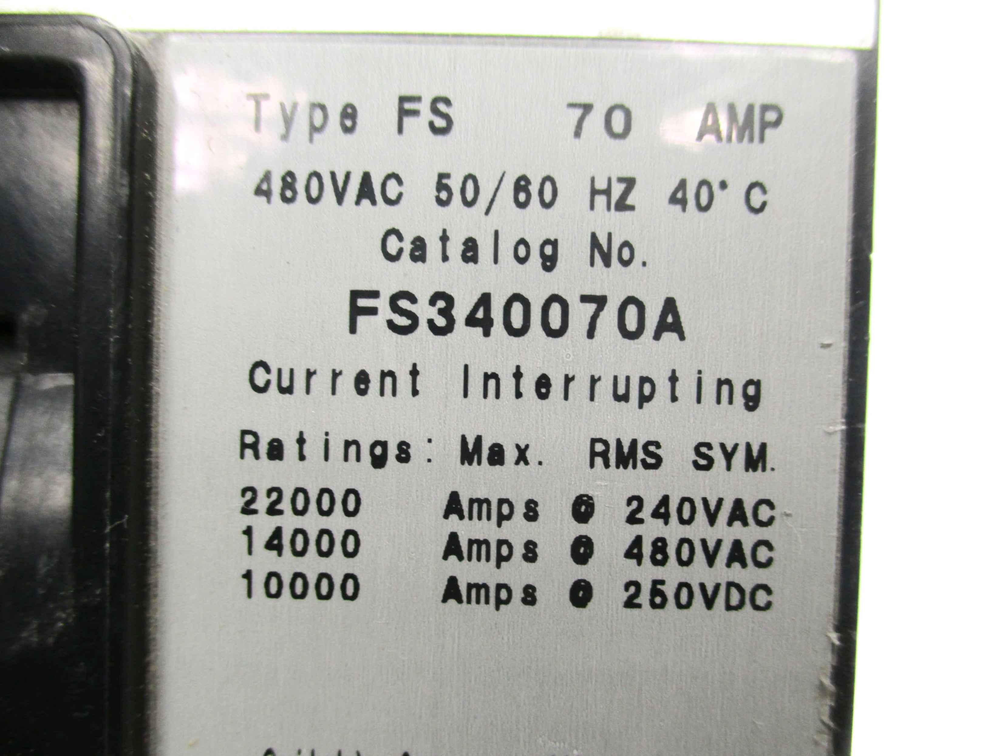 CUTLER HAMMER FS340070A 70A 480VAC UNMP