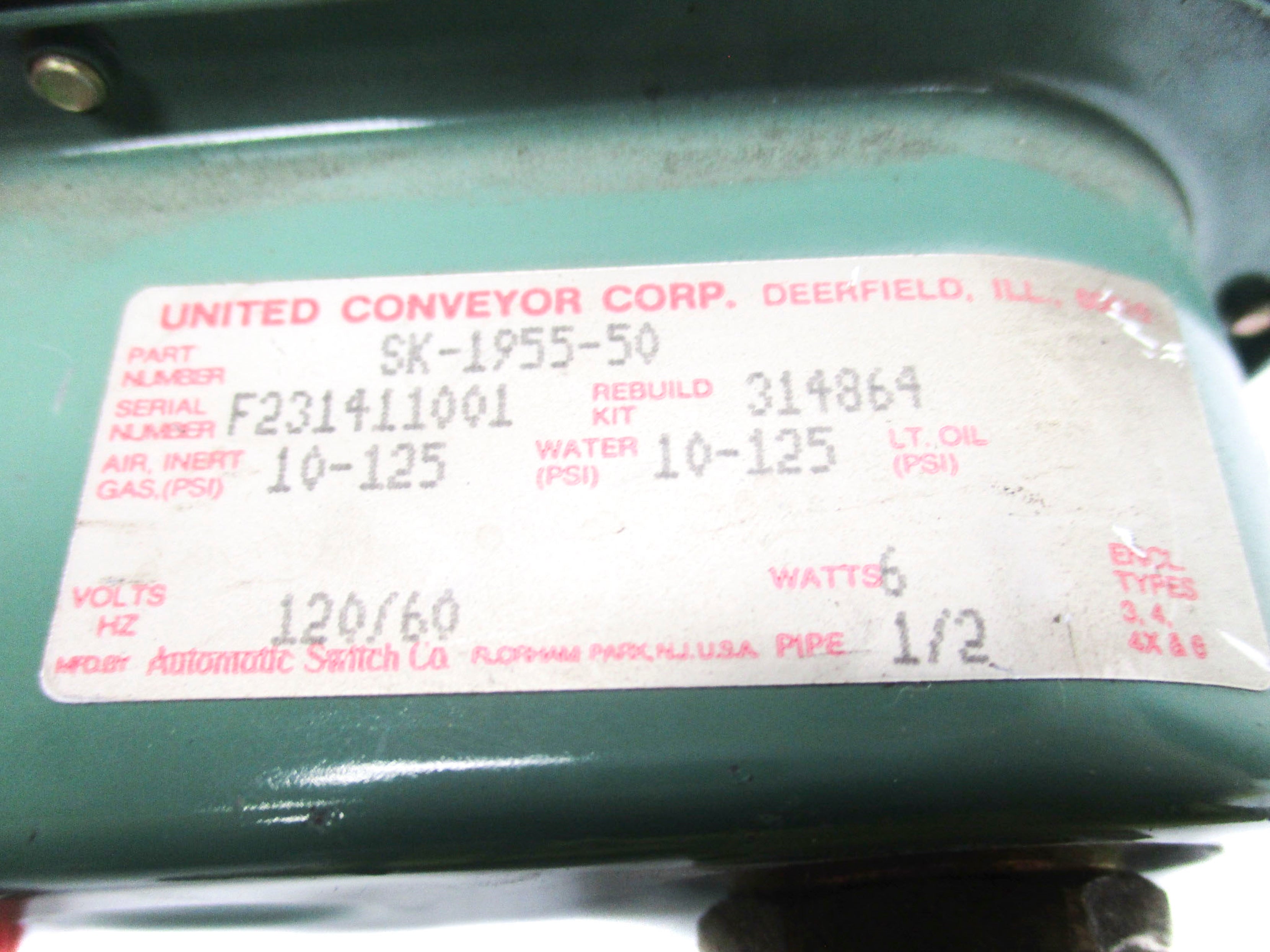 ASCO SK1955-50 120V 10-125PSI 1/2" UNMP