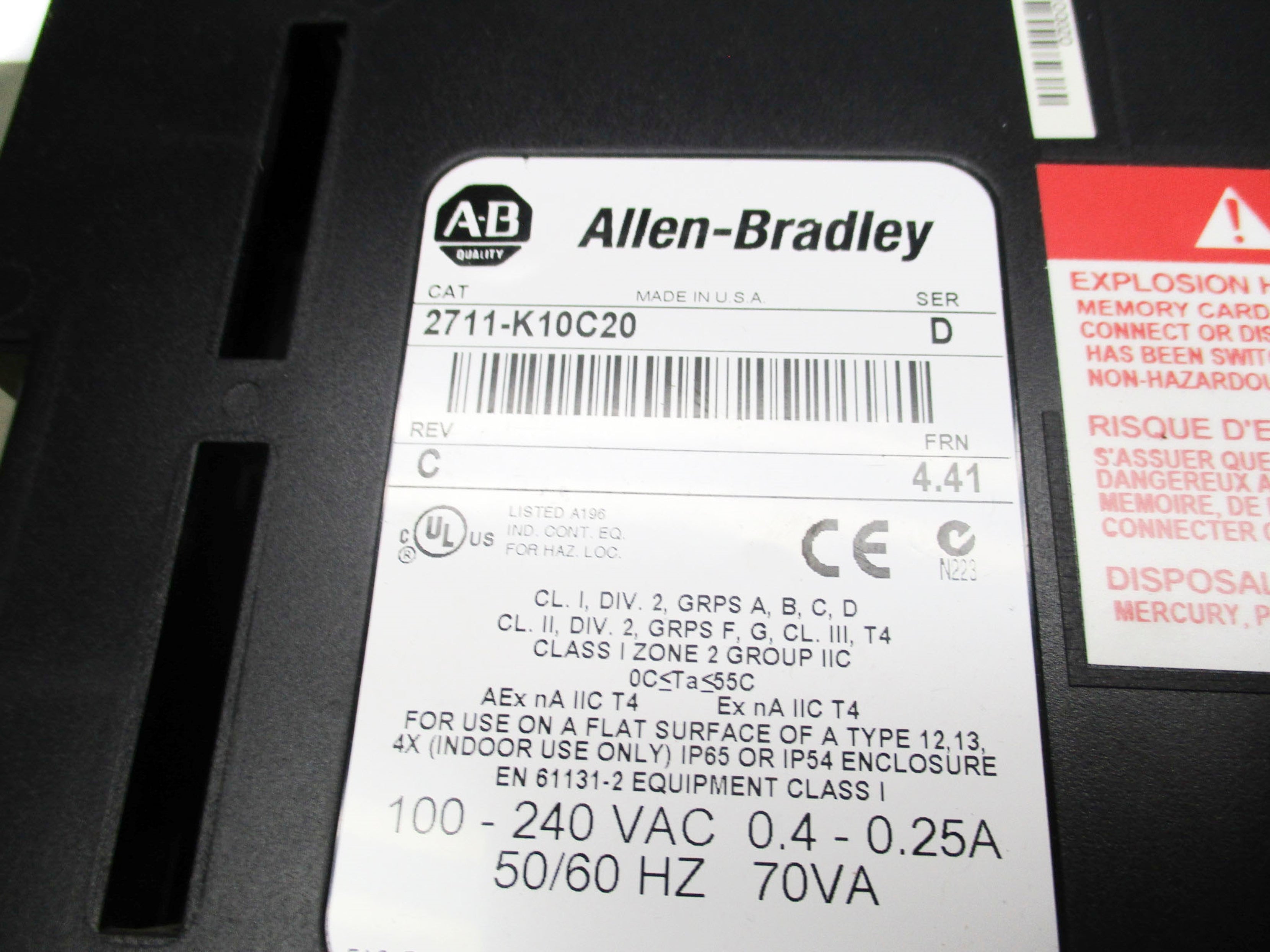 ALLEN BRADLEY 2711-K10C20 SER. D F/W 4.41 UNMP