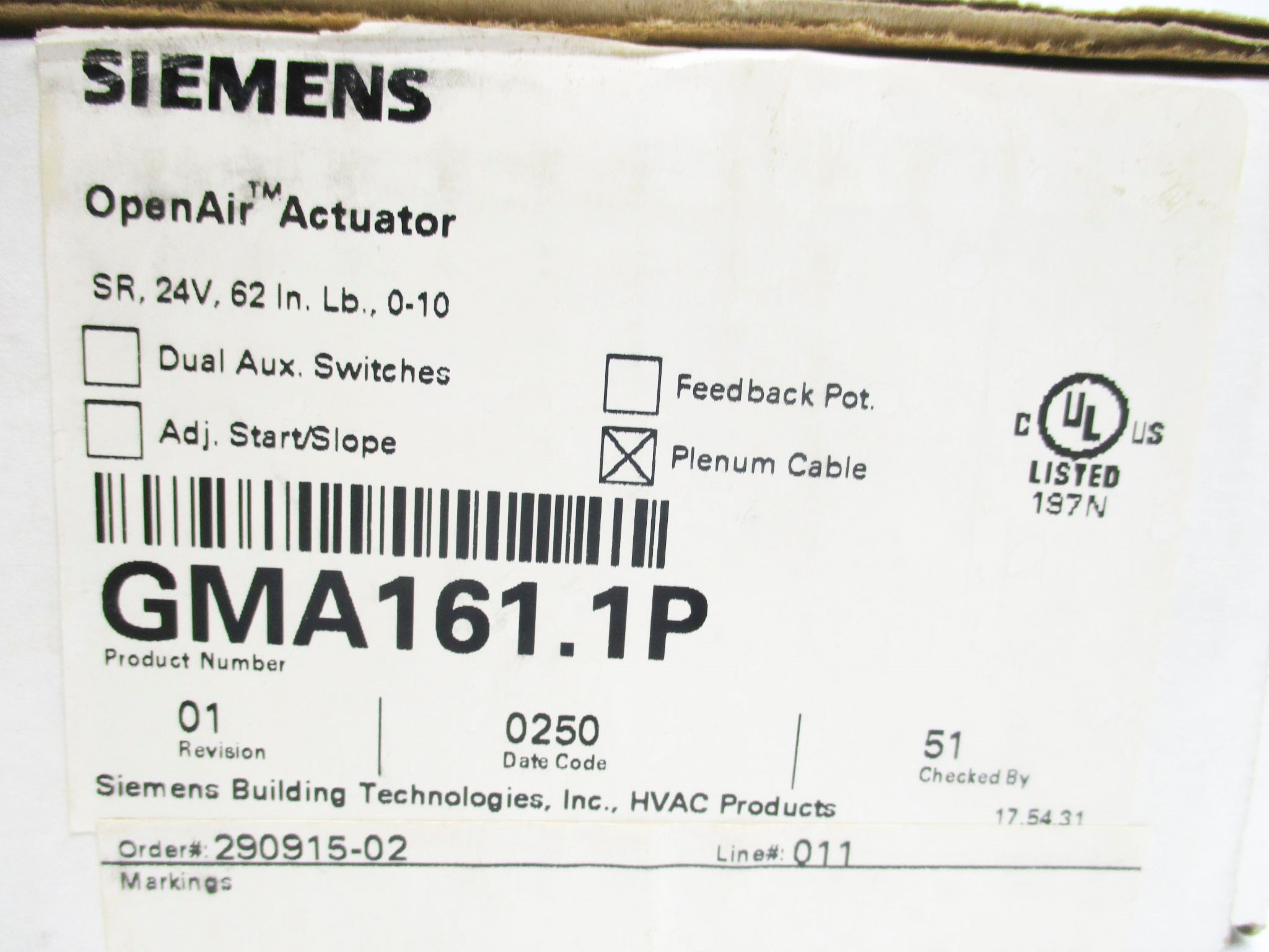 SIEMENS GMA161.1P NSMP