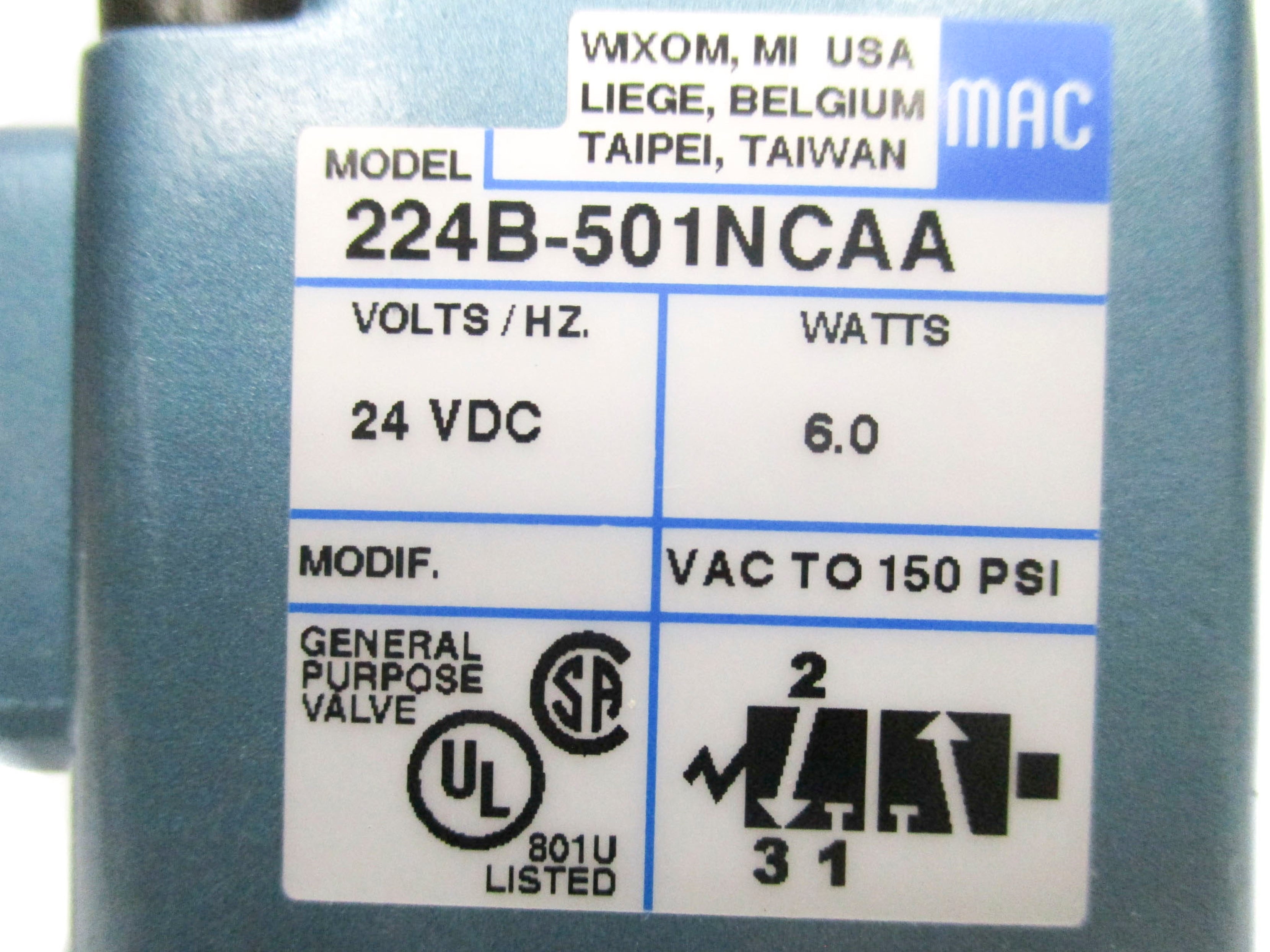 MAC 224B-501NCAA 24VDC 150PSI NSMP
