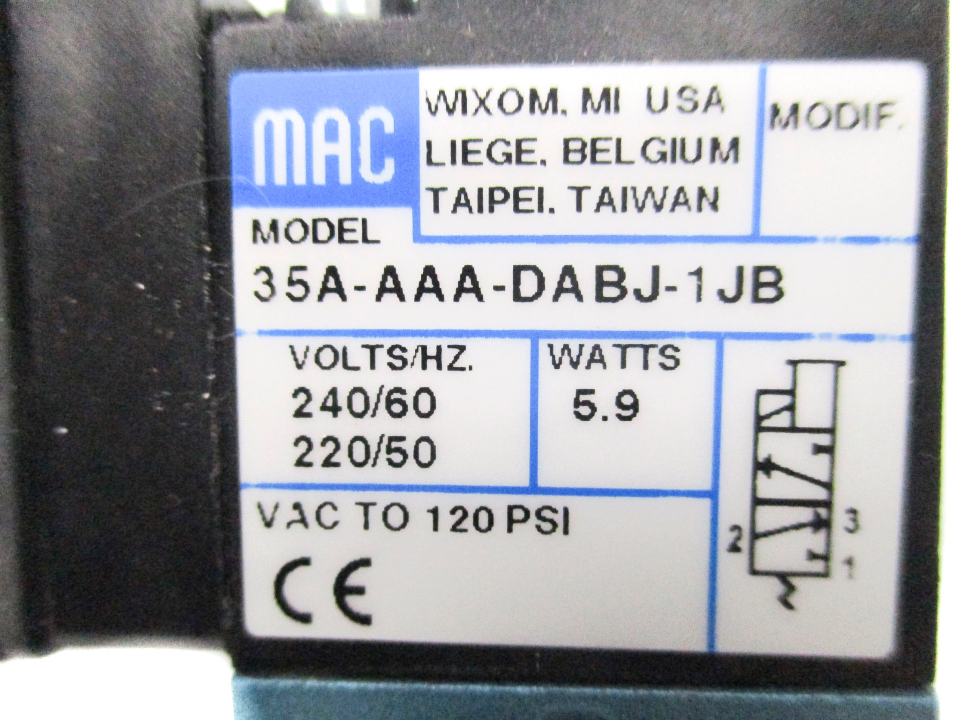 MAC 35A-AAA-DABJ-1JB 240V/60HZ 220V/50HZ 120PSI NSMP