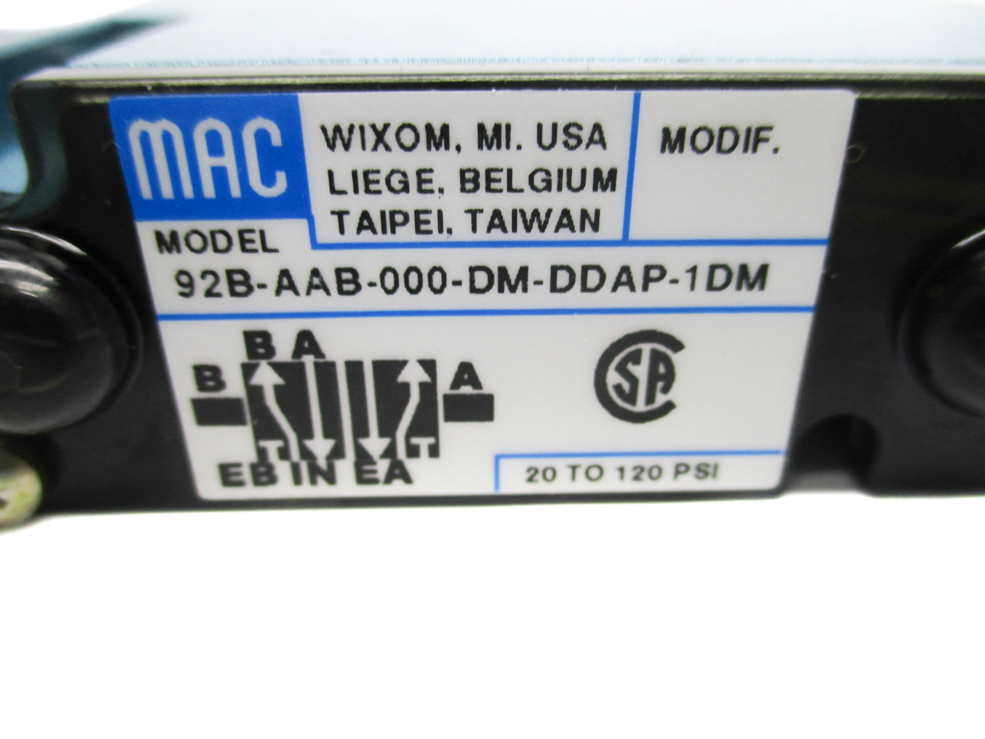 MAC 92B-AAB-000-DM-DDAP-1DM 20-120PSI 24VDC NSMP