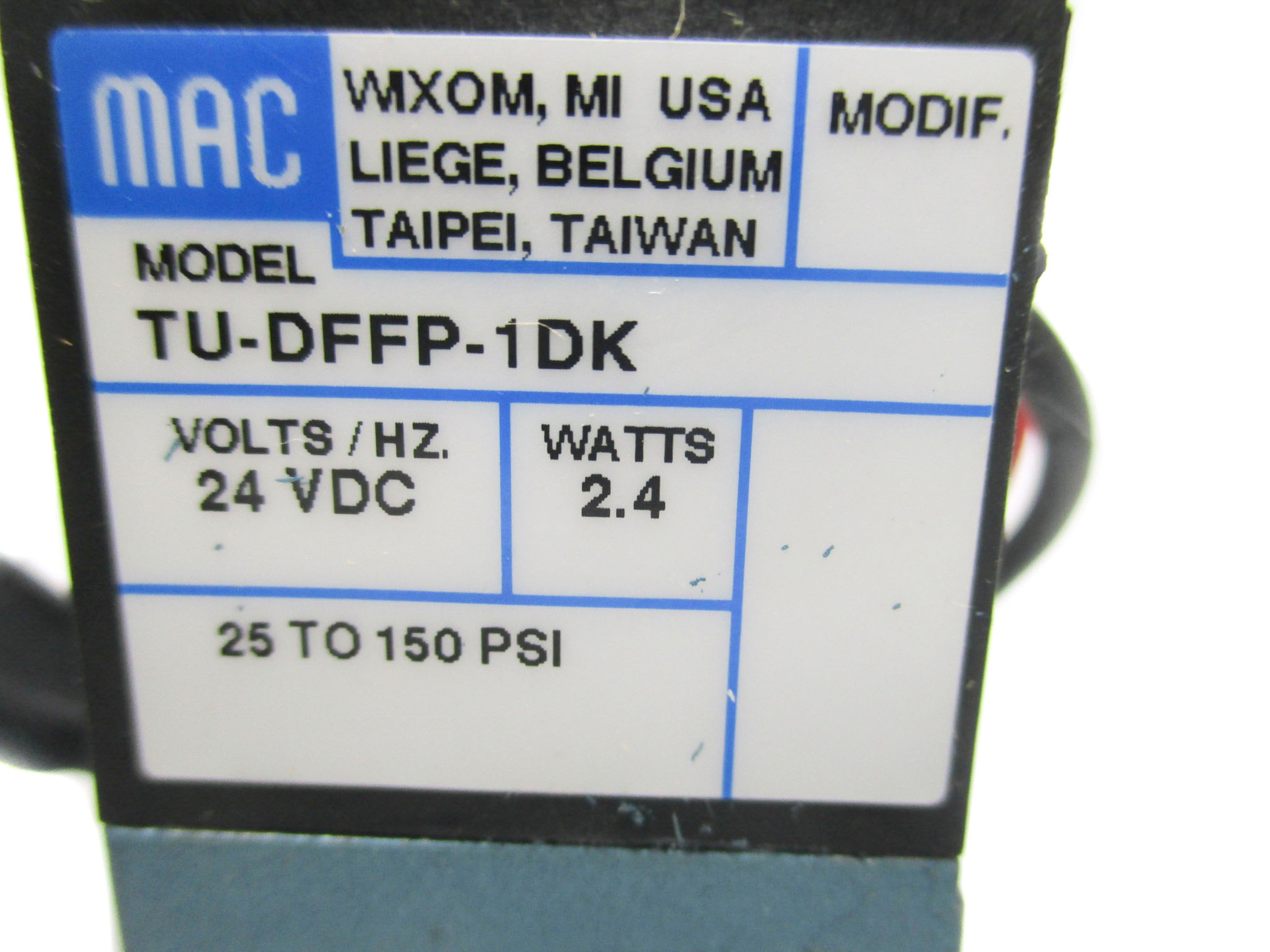 MAC TU-DFFP-1DK 24VDC 25-150PSI NSMP