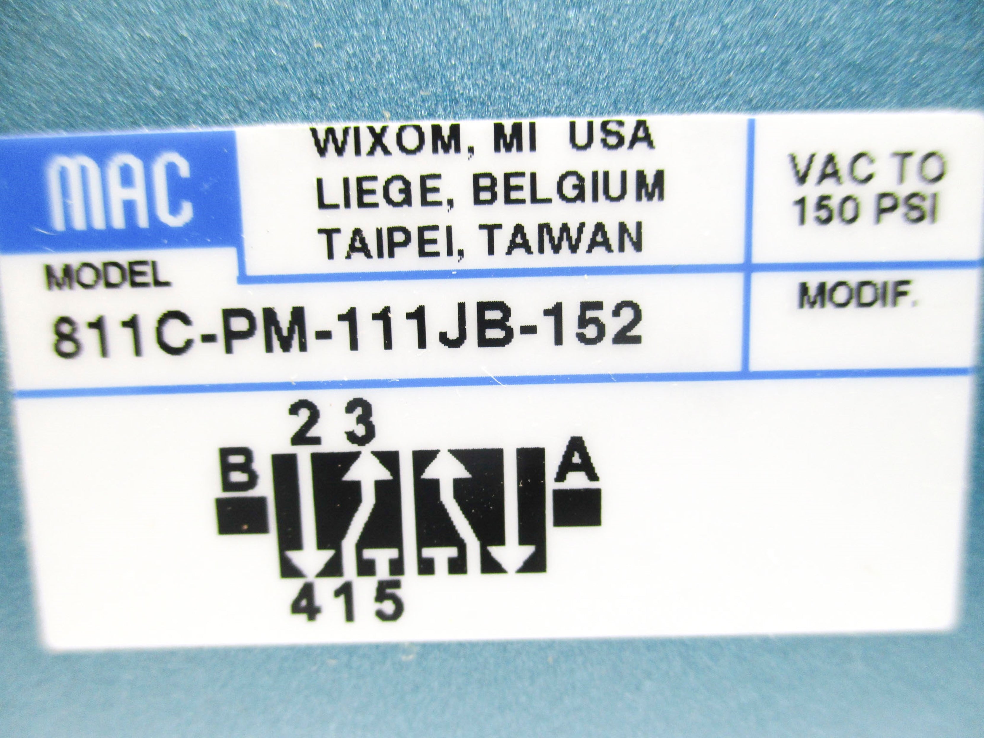 MAC 811C-PM-111JB-152 25-150PSI 110V/50HZ-120V/60HZ NSMP