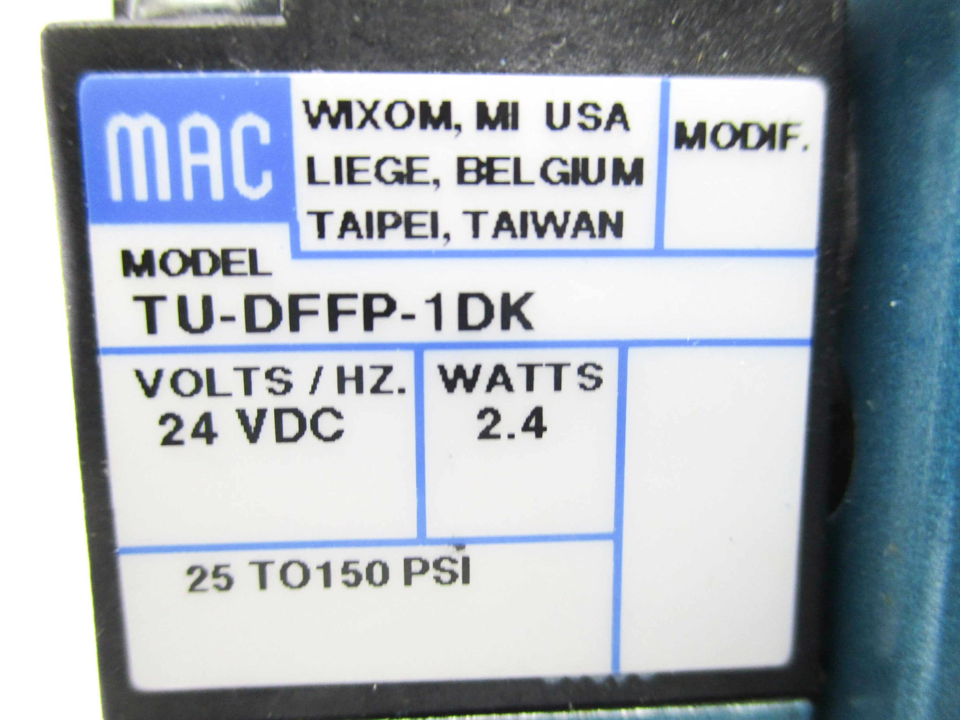 MAC 82A-AD-000-TU-DFFP-1DK 24VDC 25-150PSI NSMP
