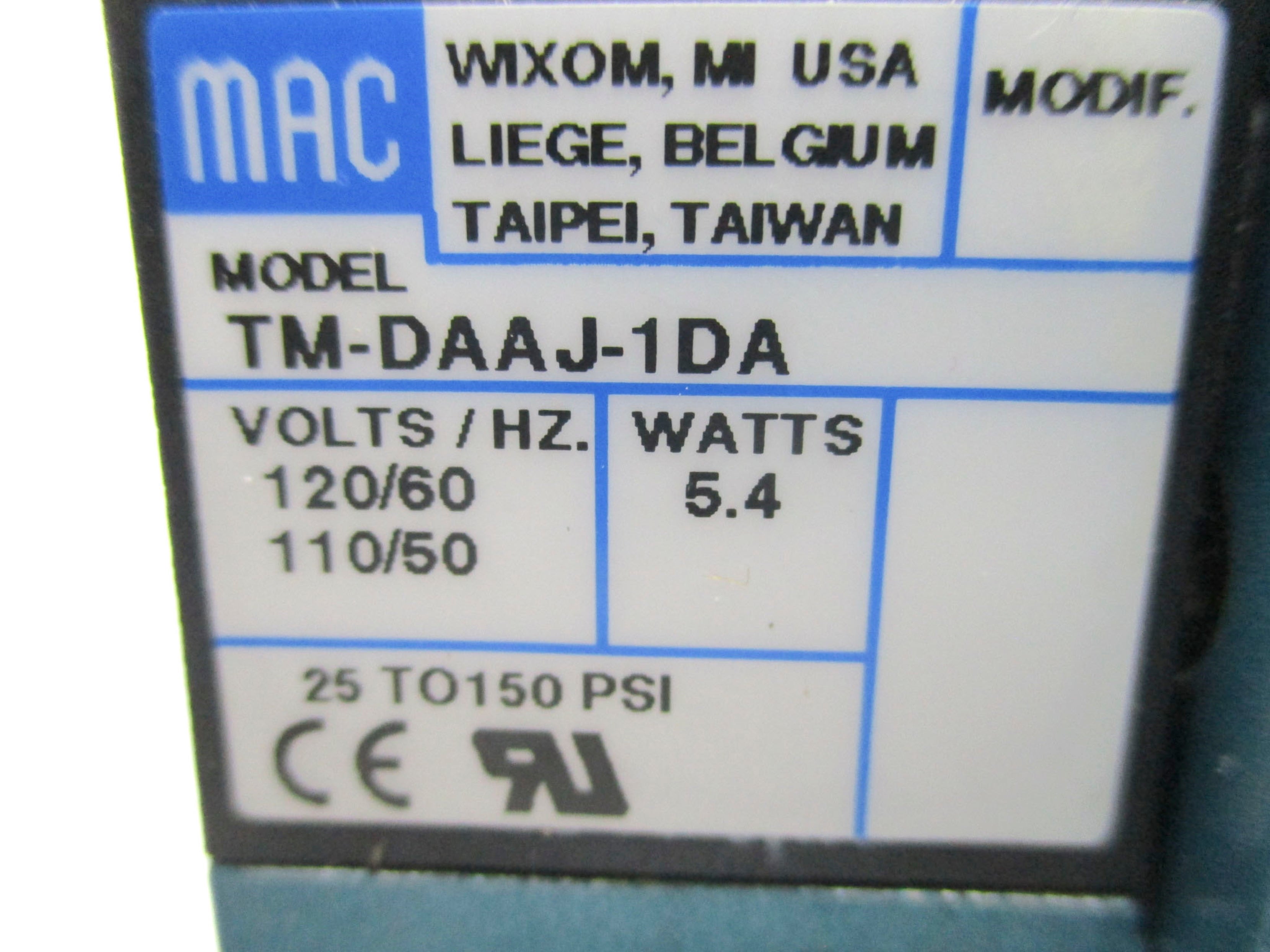 MAC 82A-FC-000-TM-DAAP-1DA 25-150PSI 110V/50HZ-120V/60HZ NSMP