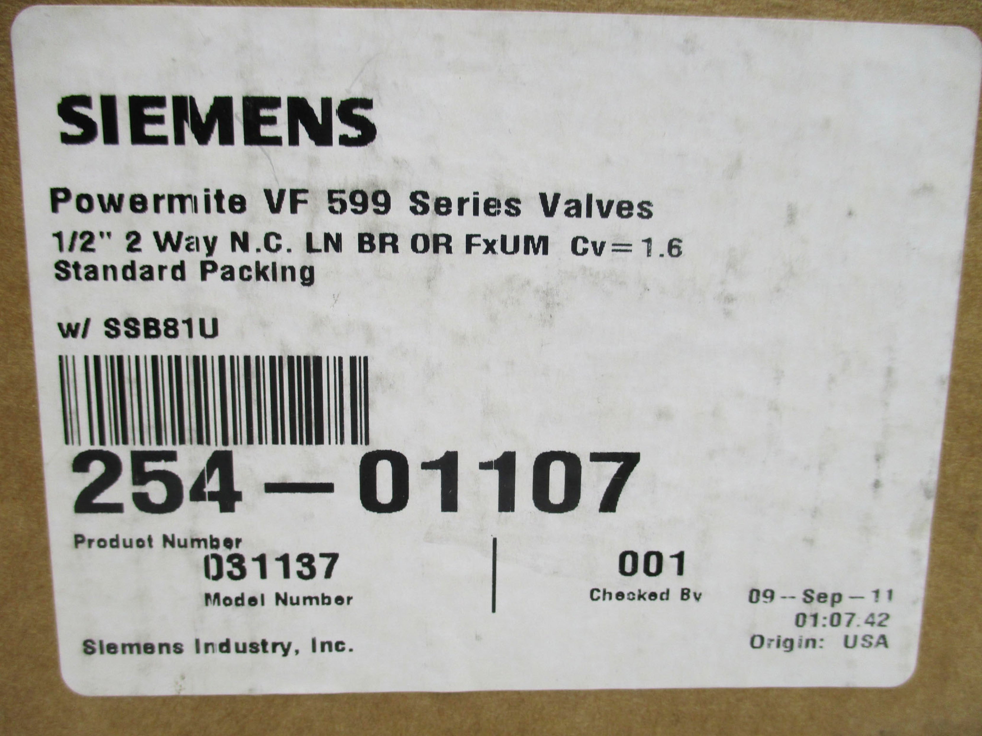 SIEMENS 254-01107 24VAC 200N NSMP