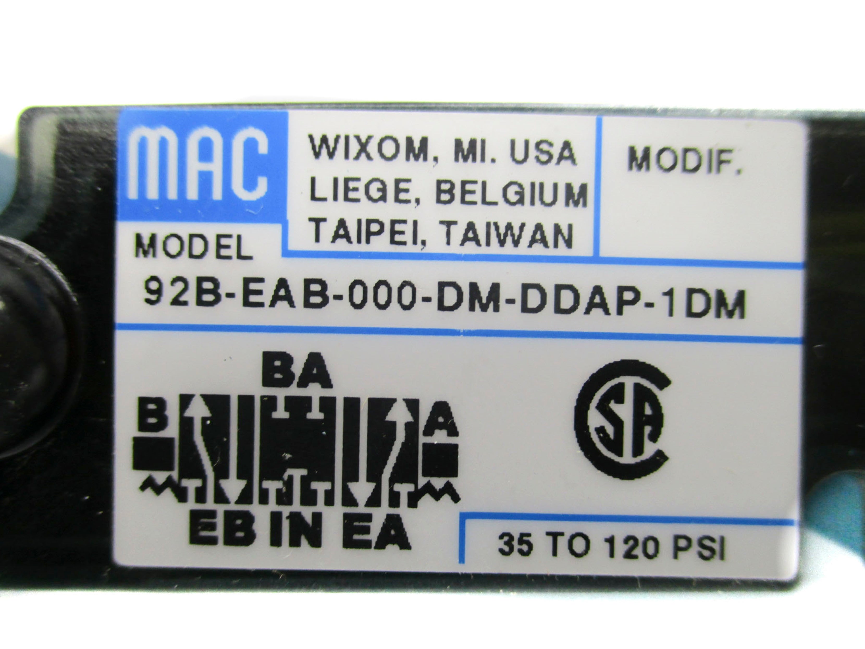 MAC 92B-EAB-000-DM-DDAP-1DM 35-120PSI 24VDC NSMP