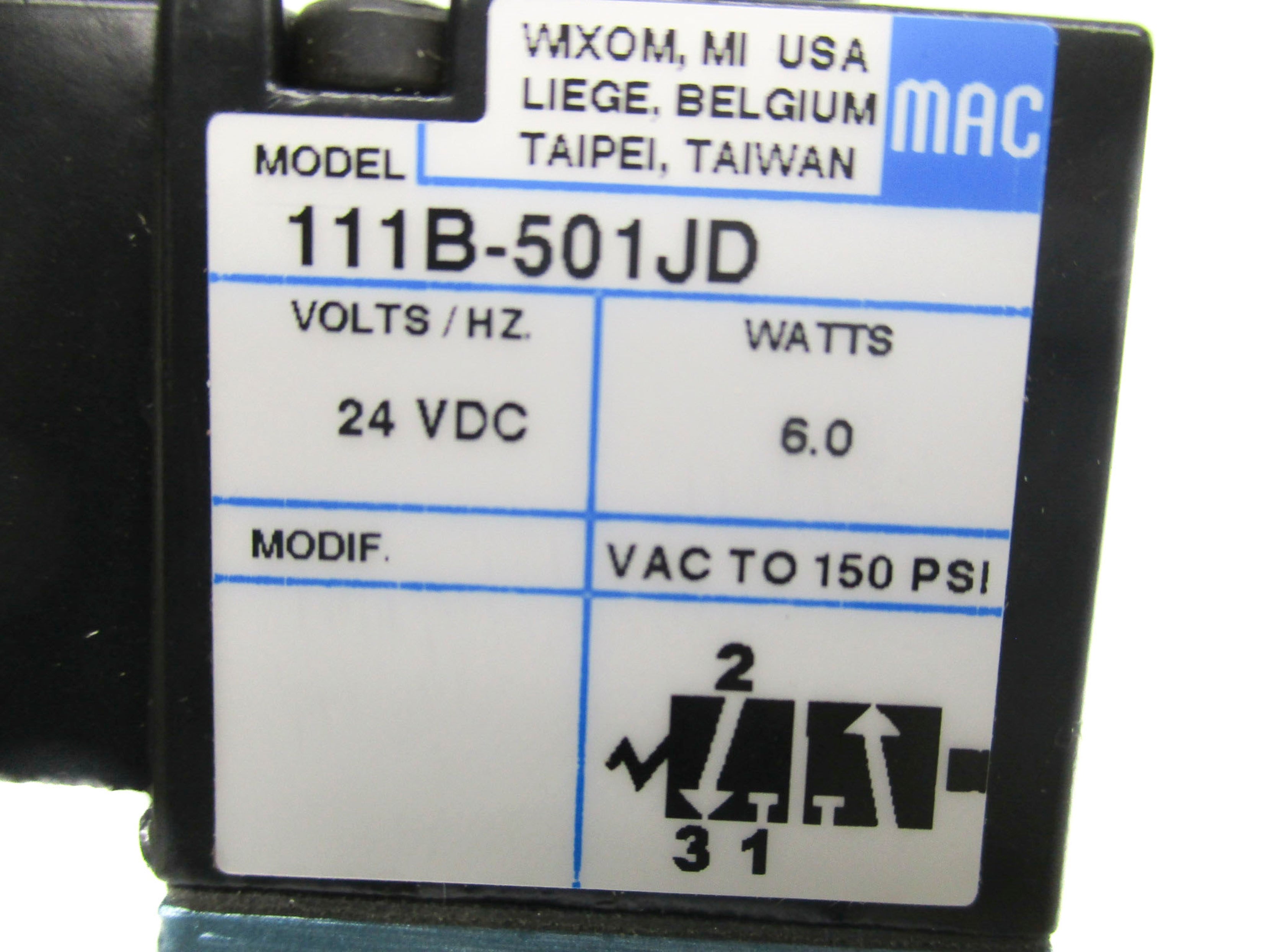 MAC 111B-501JD 24VDC 150PSI UNMP