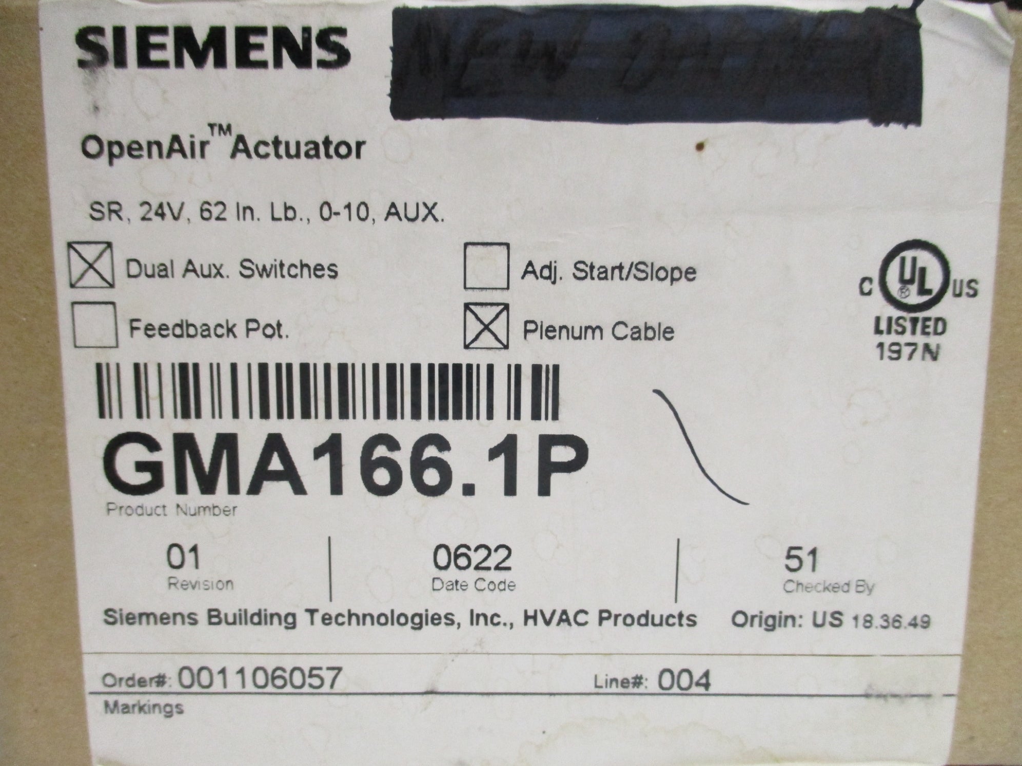 SIEMENS GMA166.1P NSMP