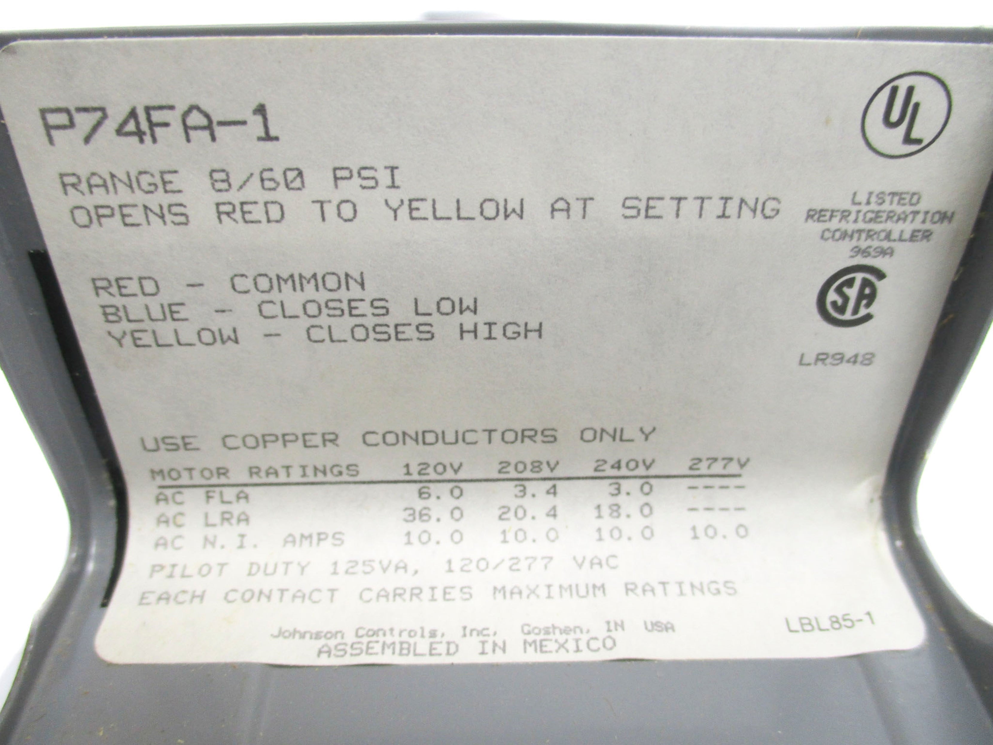 JOHNSON CONTROLS P74FA-1 UNMP