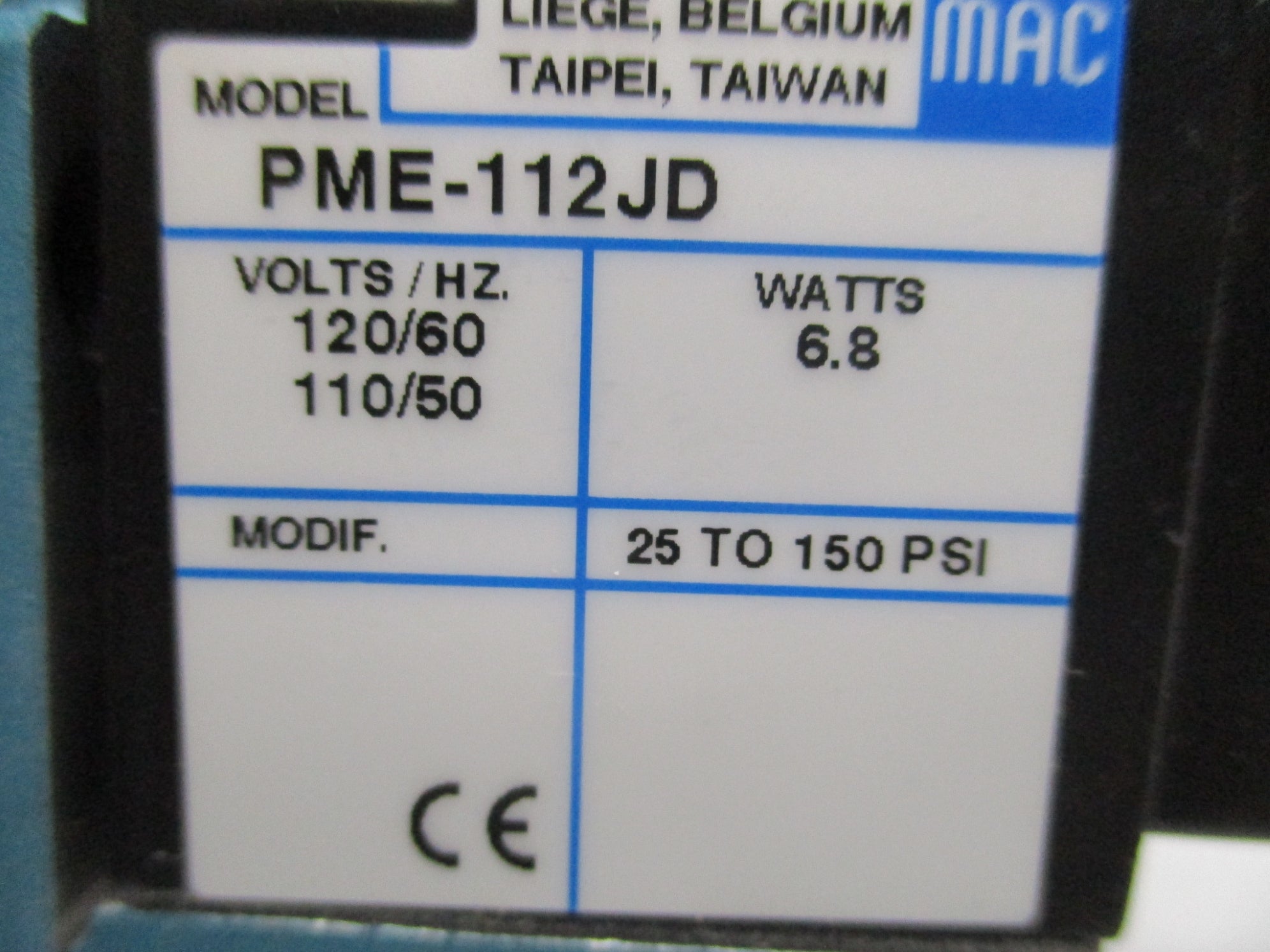 MAC 811C-PM-112JD-152 110V/50HZ-120V/60HZ 20-150PSI NSMP