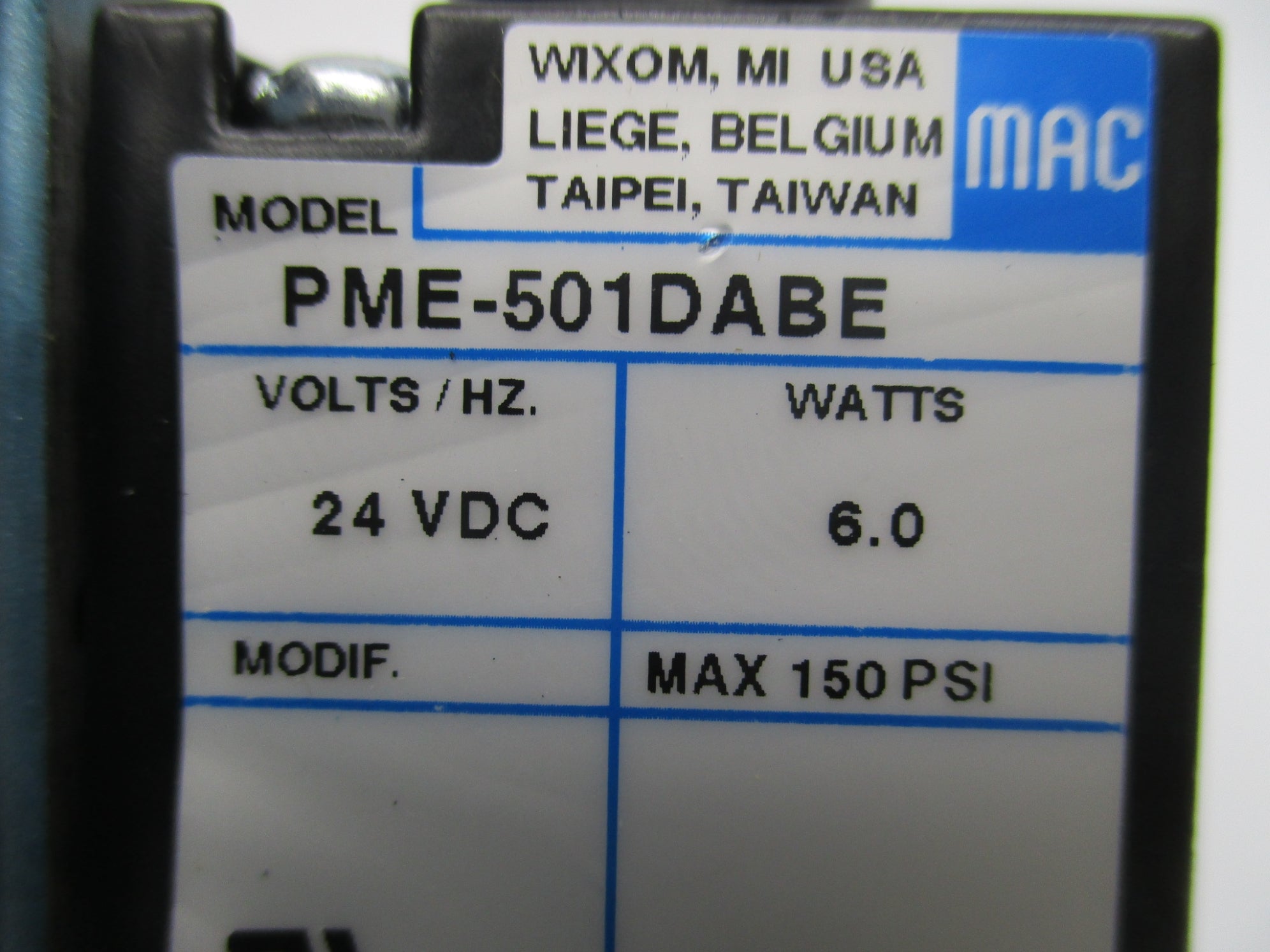 MAC 6311D-212-PM-501DA 24VDC 150PSI NSMP