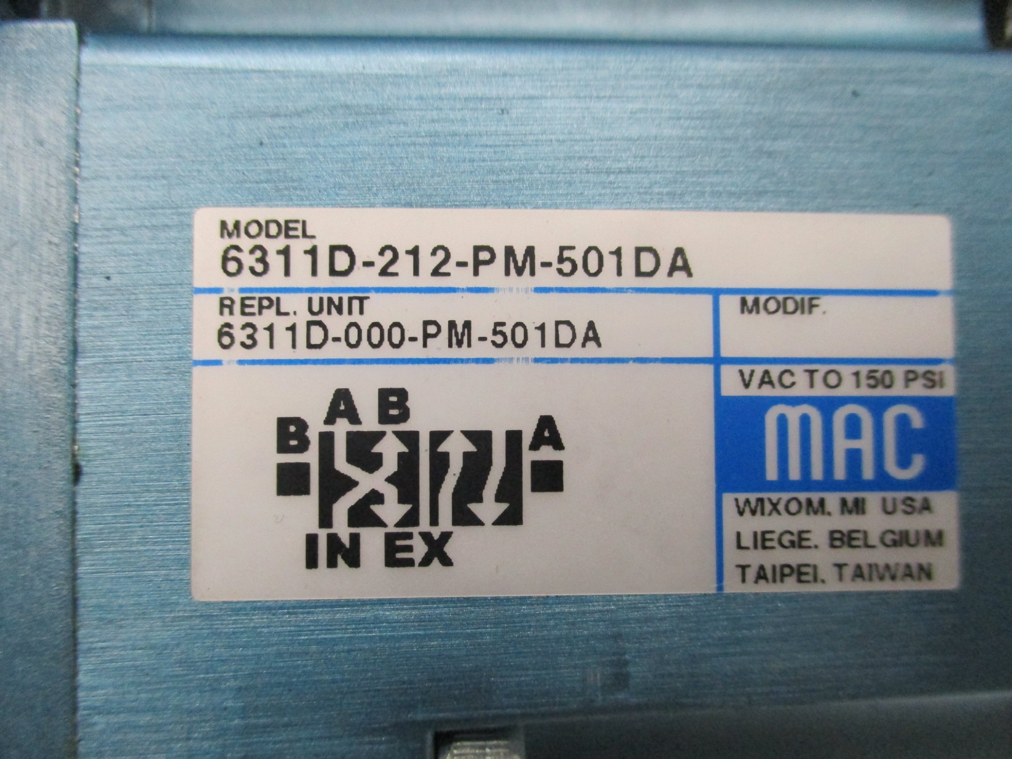 MAC 6311D-212-PM-501DA 24VDC 150PSI NSMP