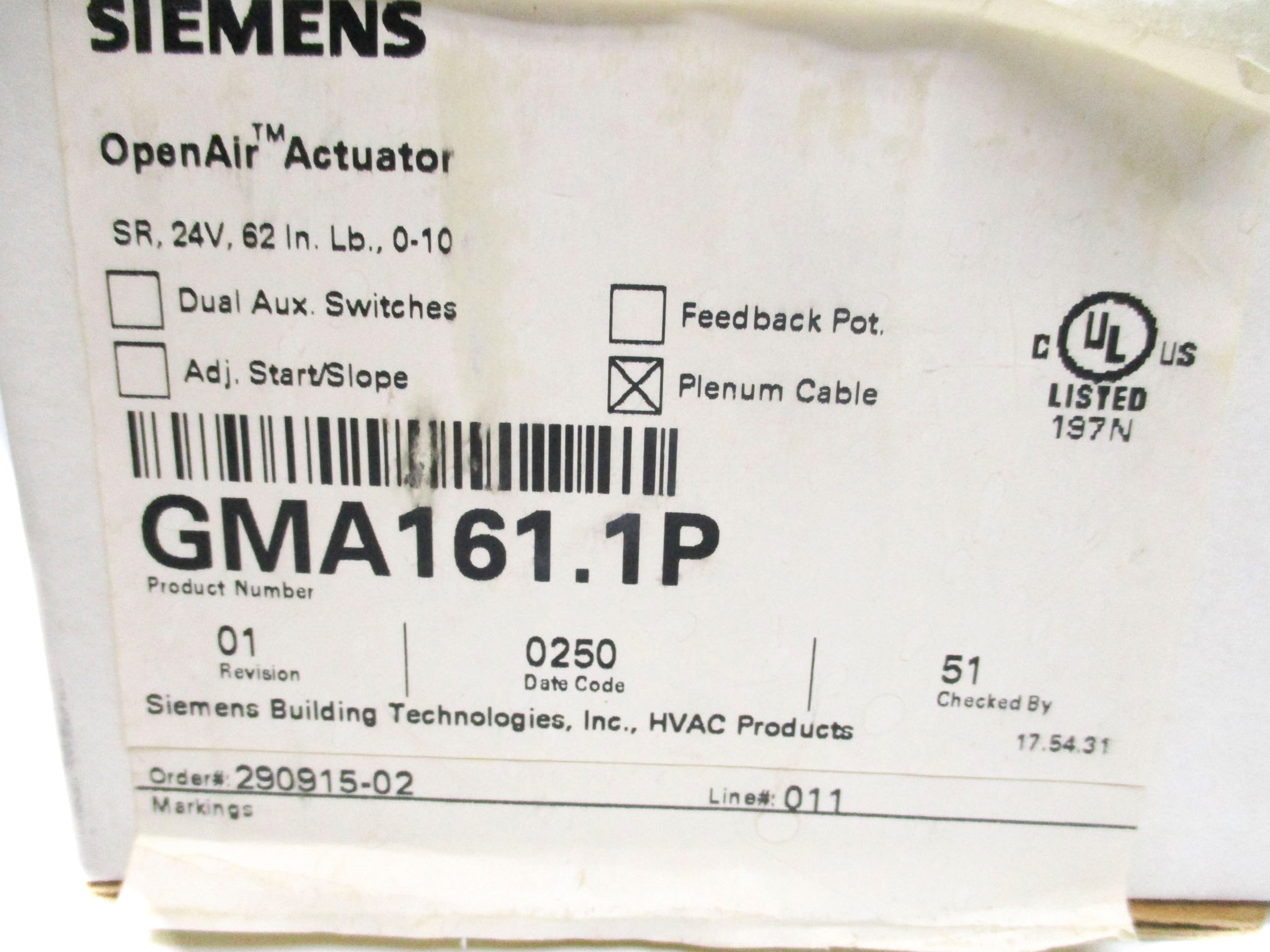 SIEMENS GMA161.1P NSMP