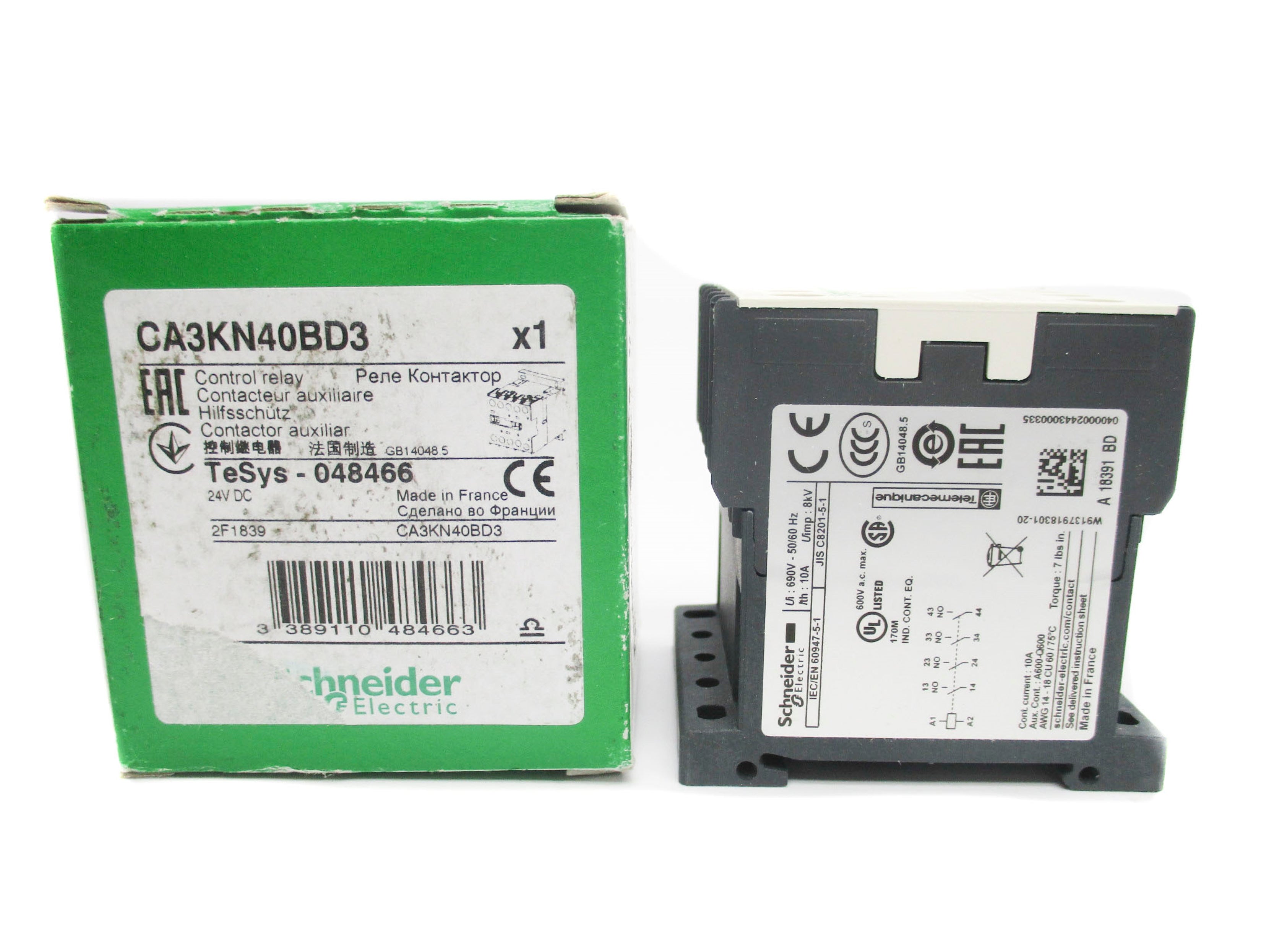 SCHNEIDER ELECTRIC CA3KN40BD3 24VDC 10A NSMP