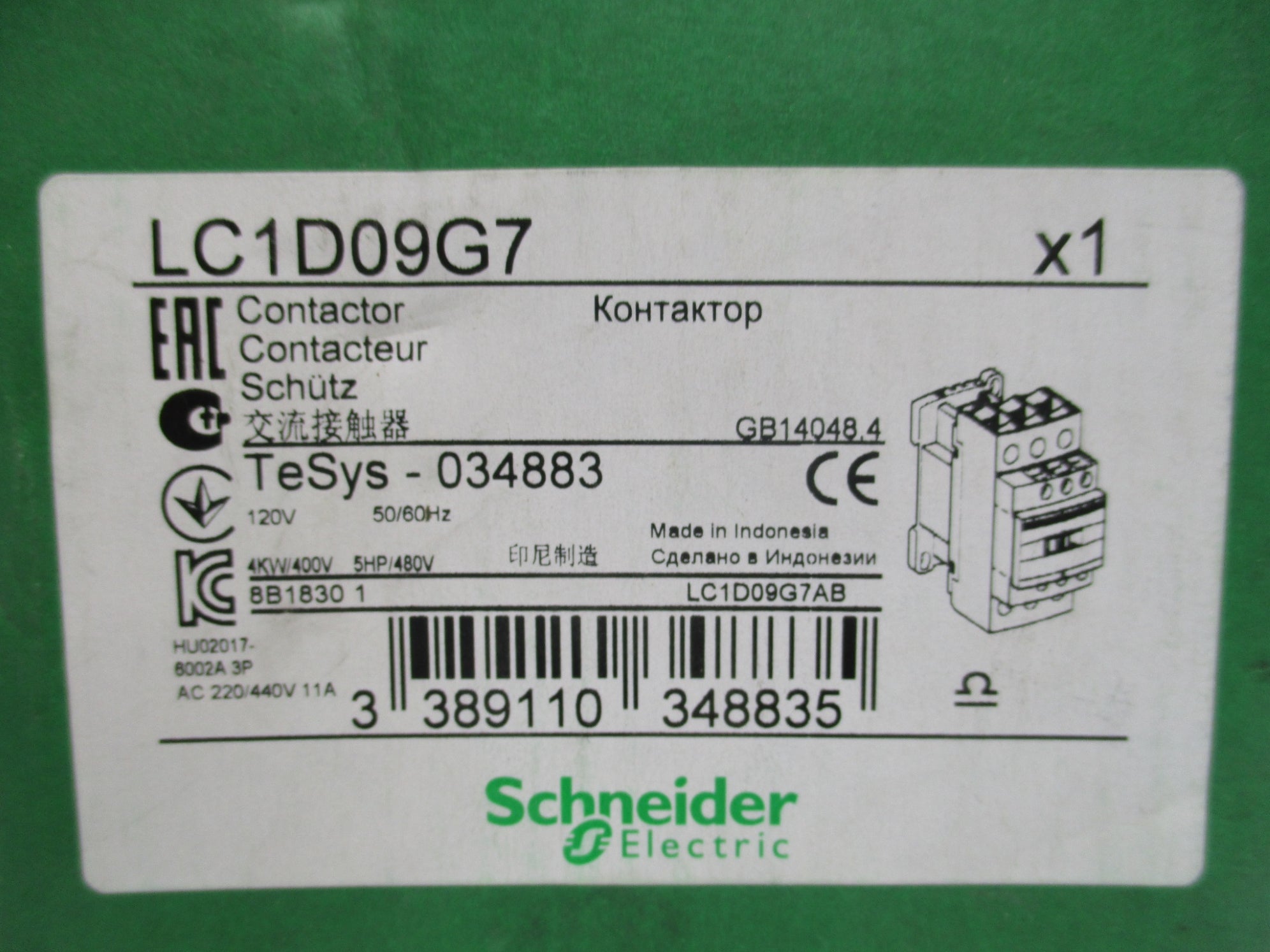 SCHNEIDER ELECTRIC LC1D09G7 120V NSMP