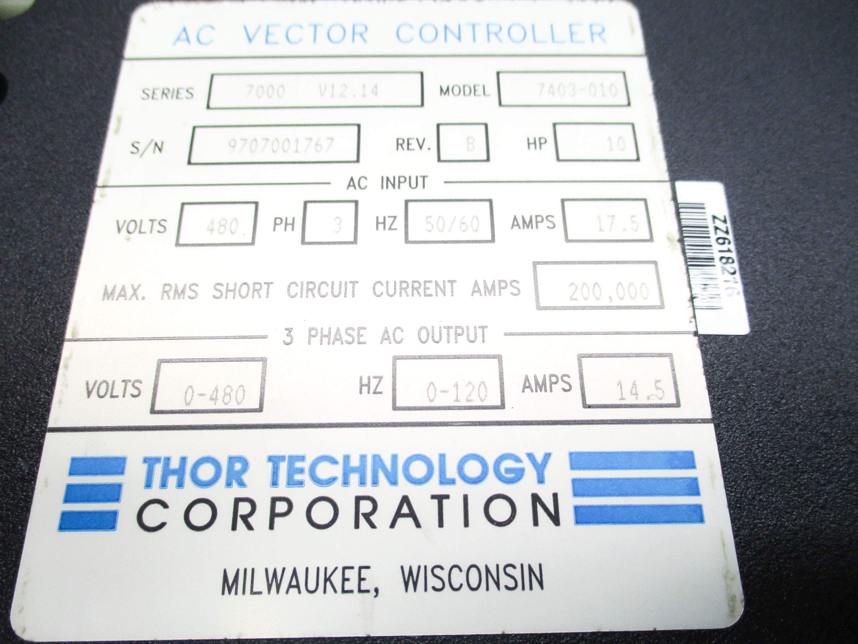 THOR TECHNOLOGY 7403-010 (AS PICTURED) UNMP