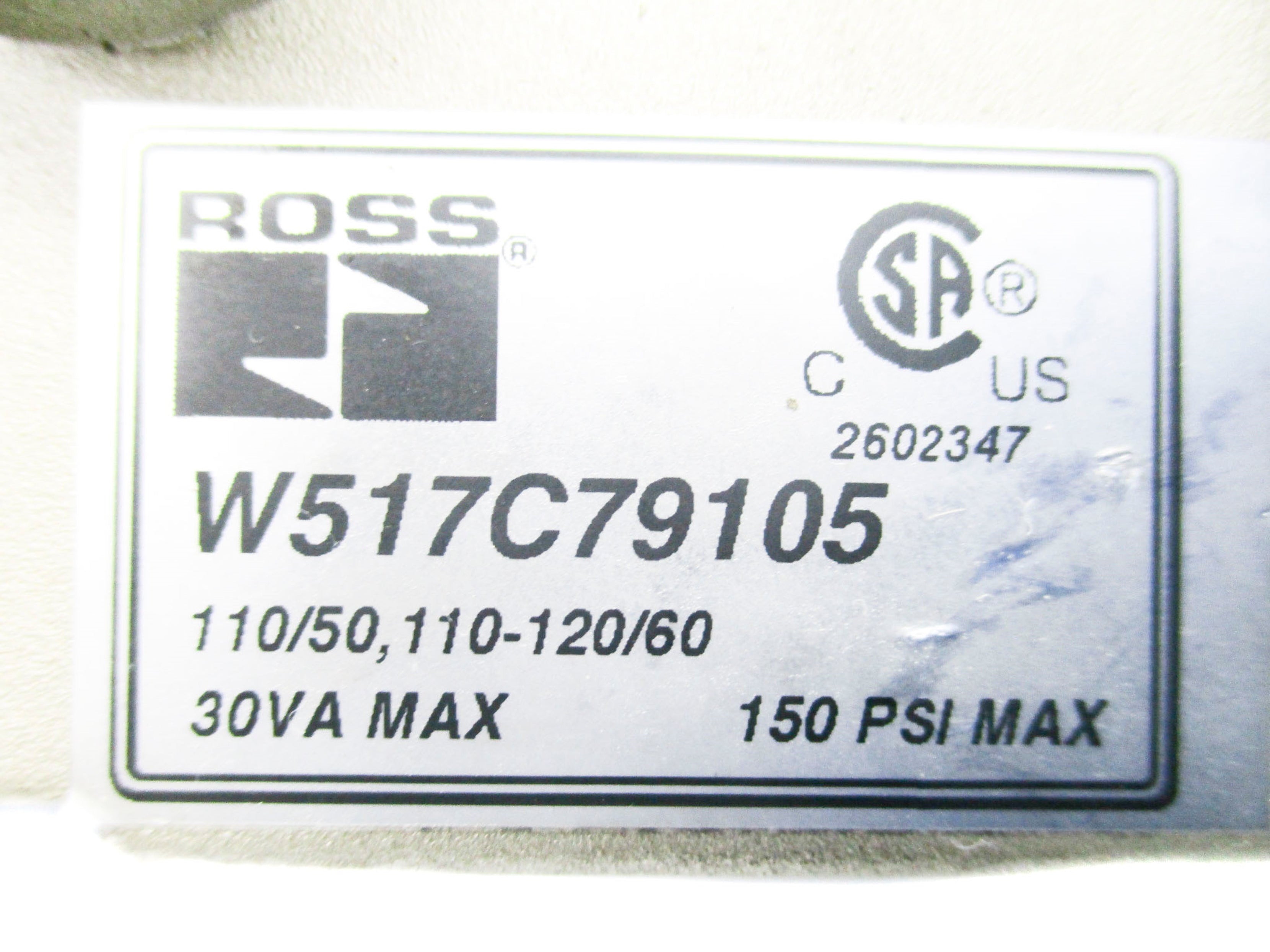 ROSS W517C79105 110V/50HZ 110-120V/60HZ 150PSI UNMP