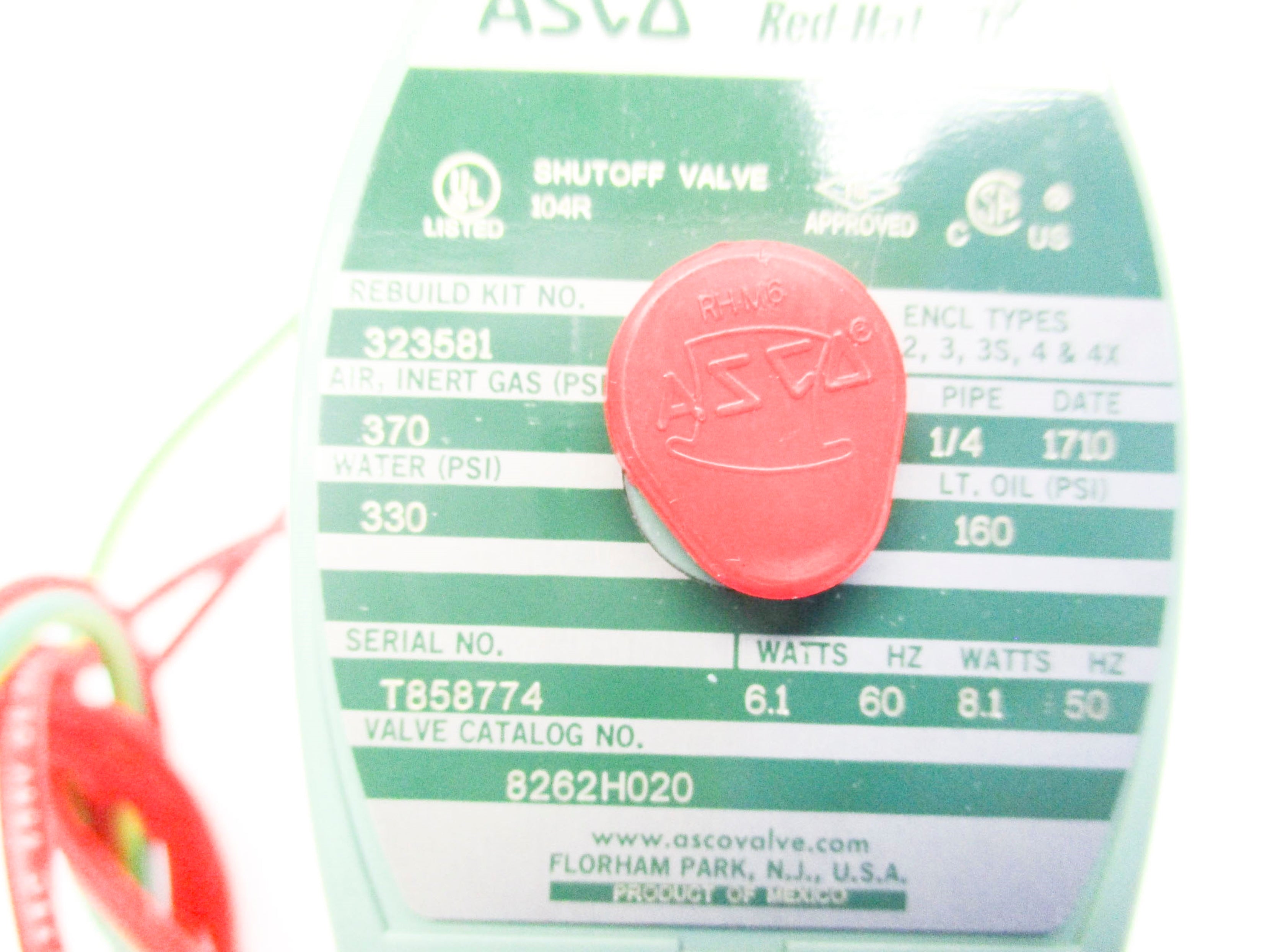 ASCO 8262H020 110/120V 125PSI 1/4" NSMP