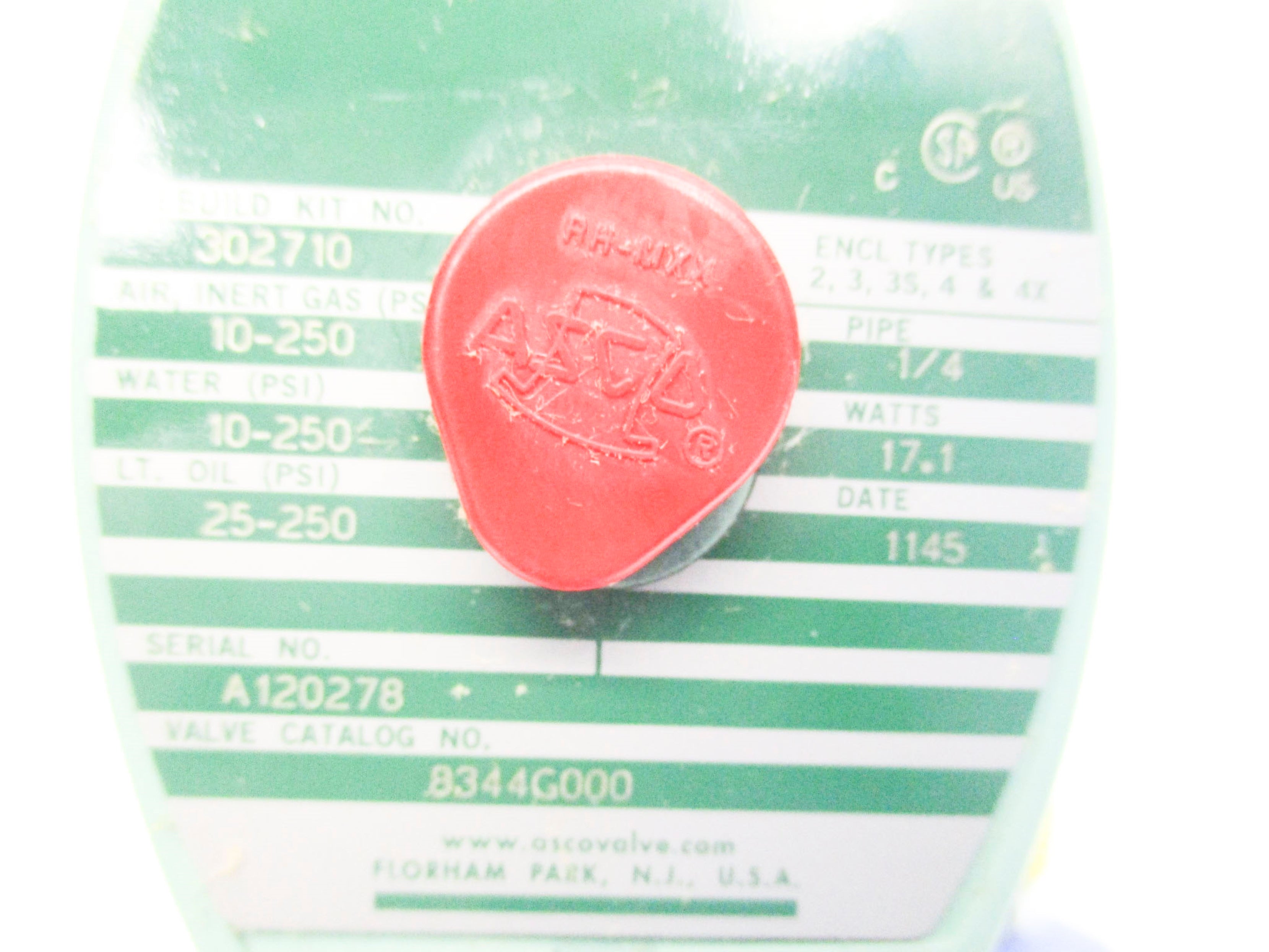 ASCO 8344G000 110/120V 10-250PSI 1/4" NSMP