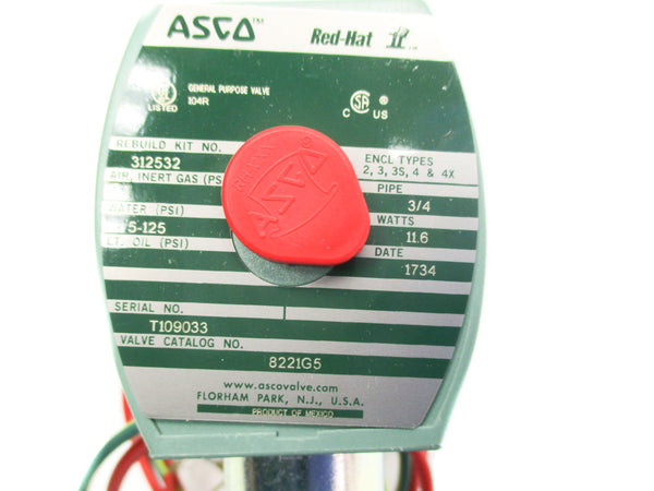 ASCO 8221G5 24VDC 15-125PSI 3/4" NSMP