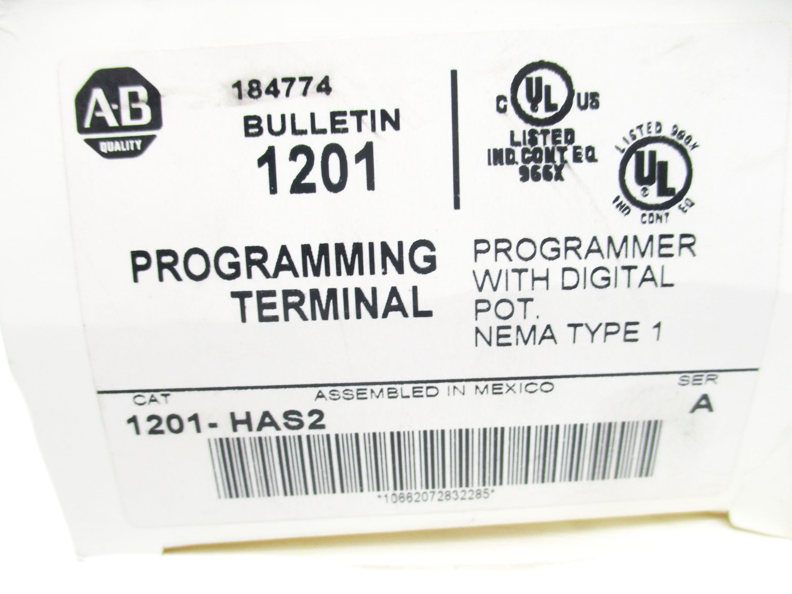 ALLEN BRADLEY 1201-HAS2 SER. A 5VDC (WH) NSMP