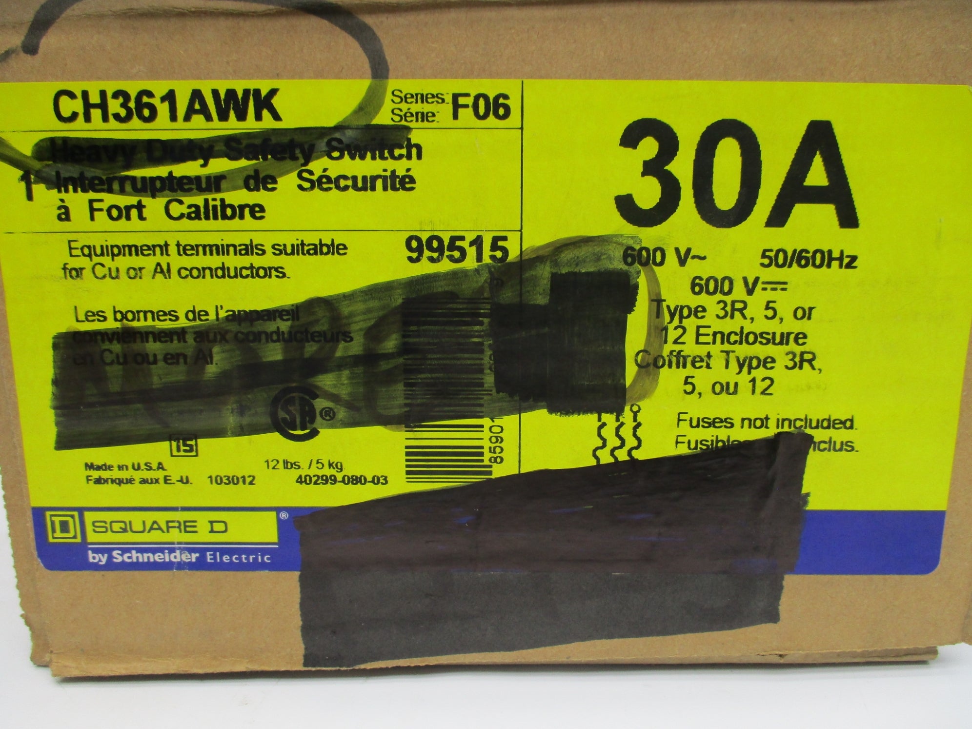SQUARE D CH361AWK SER. F06 NSFS