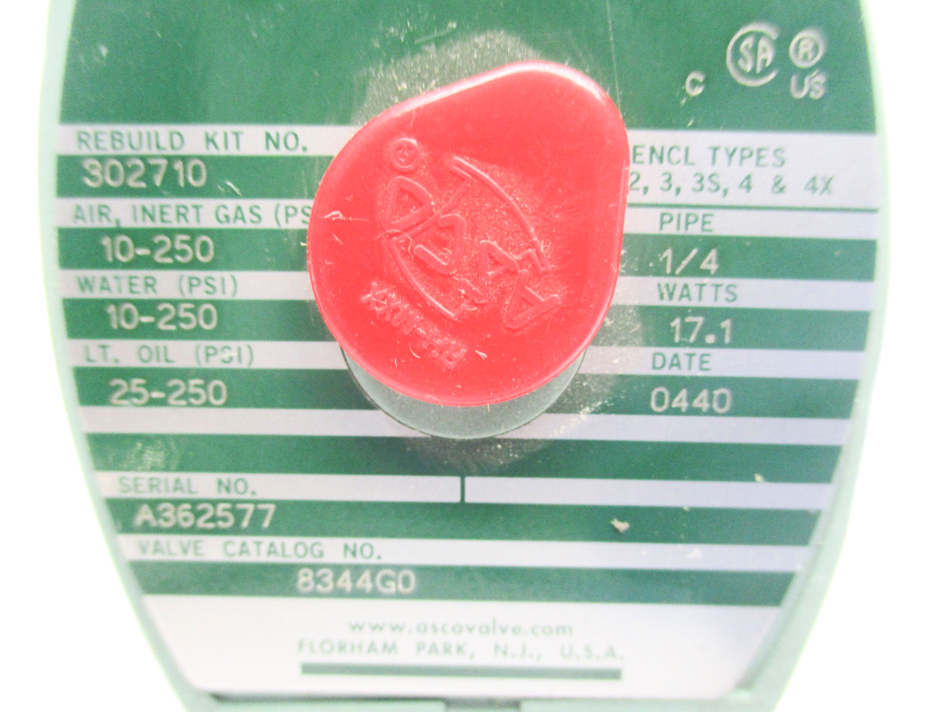 ASCO 8344G0 110V/50HZ 120V/60HZ 10-250PSI NSMP
