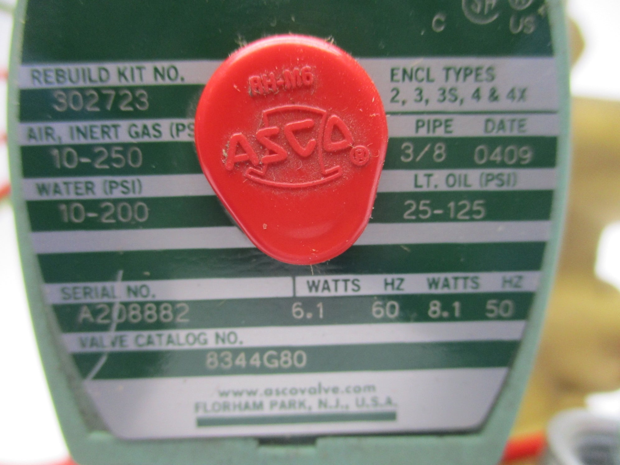ASCO 8344G80 110V/50HZ 120V/60HZ 10-200PSI NSMP