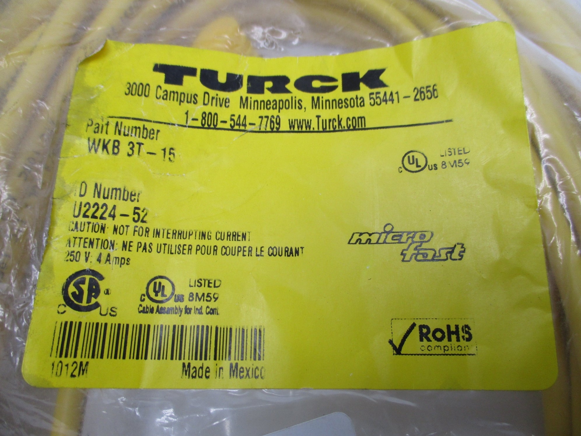 TURCK WKB3T-15 NSMP