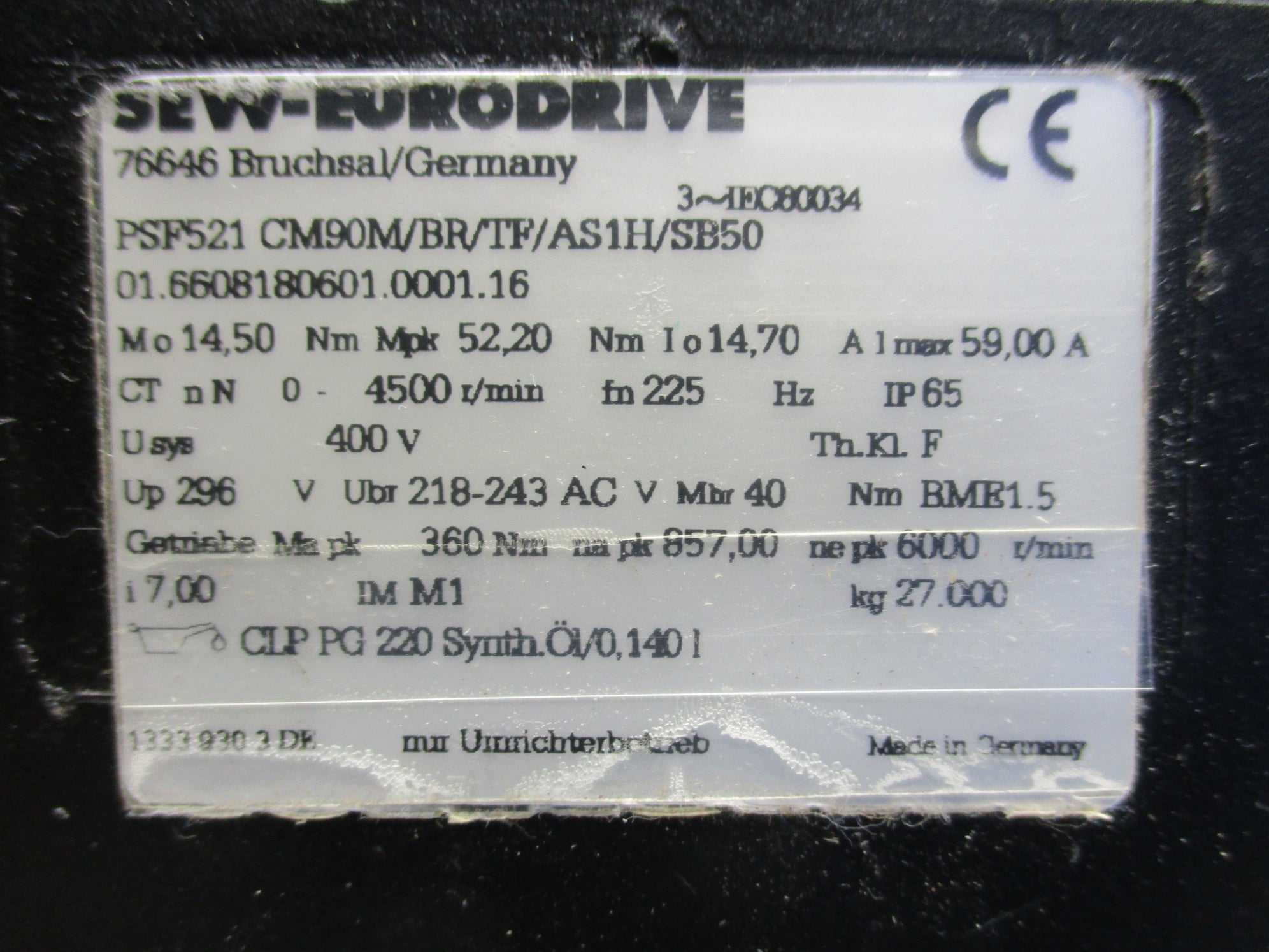 SEW EURODRIVE PSF521CM90M/BR/TF/AS1H/SB50 NSNP