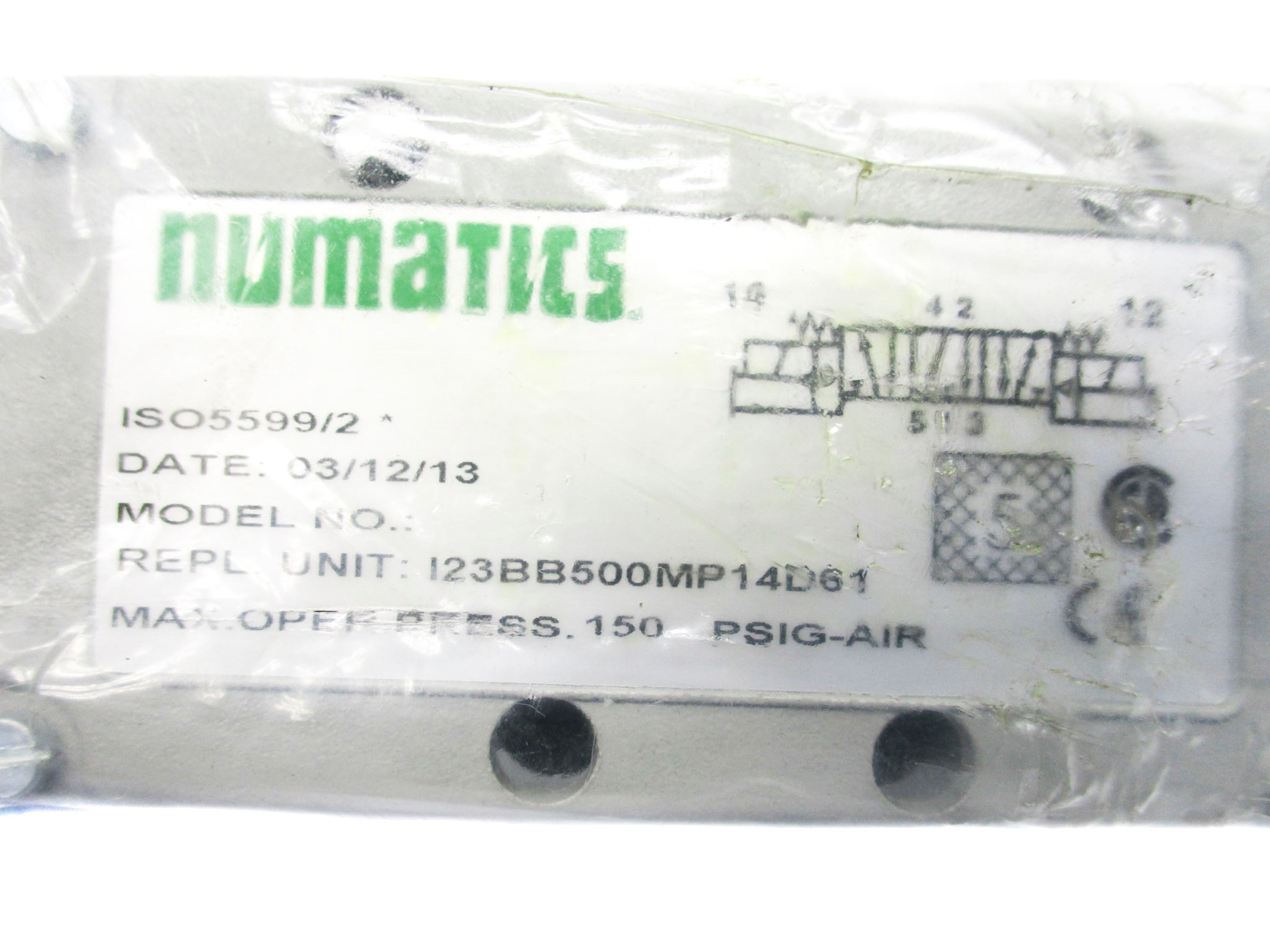 NUMATIC I23BB500MP14D61 24VDC 150PSI NSMP