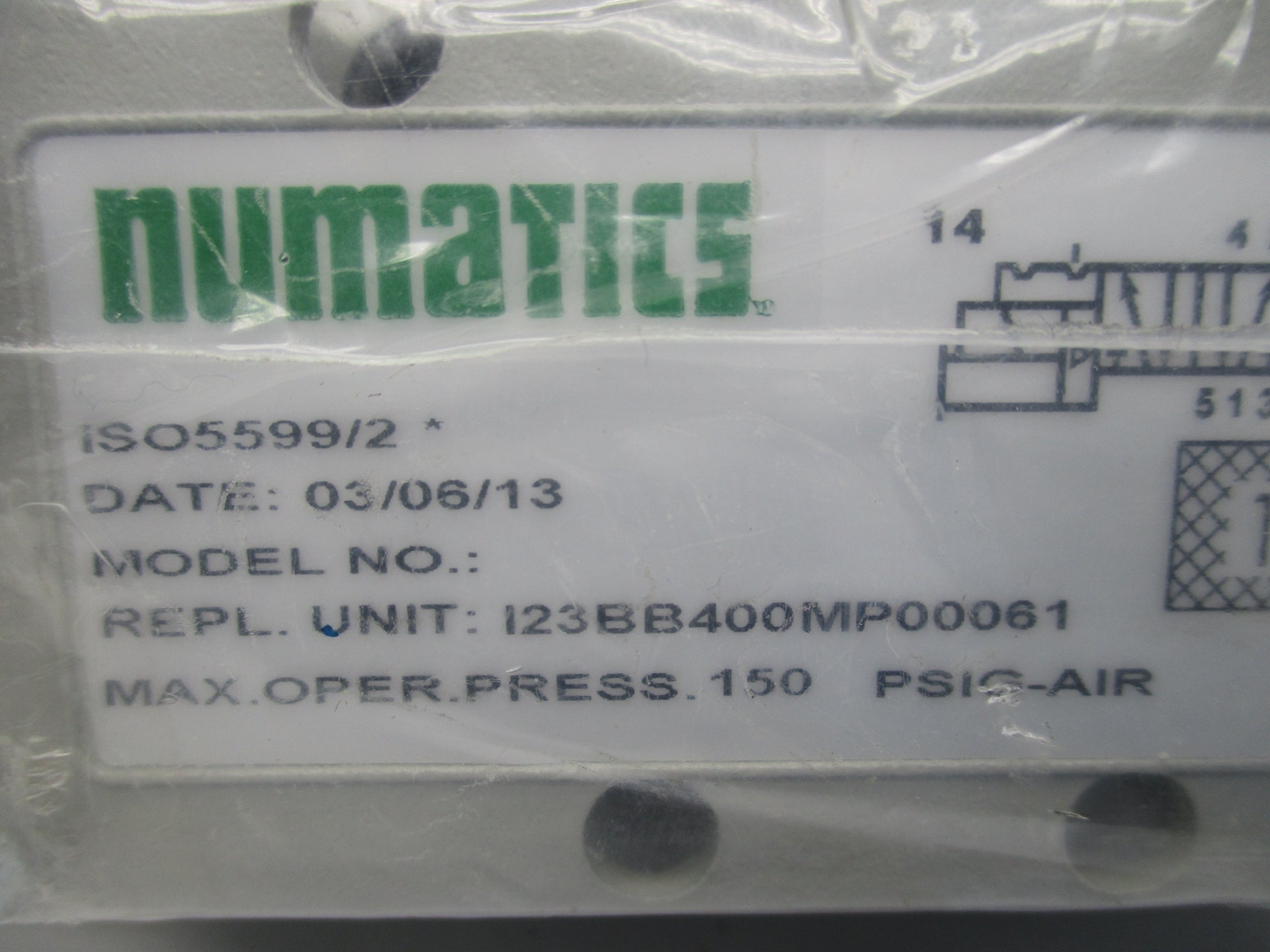 NUMATIC I23BB400MP00061 24VDC 150PSI NSMP
