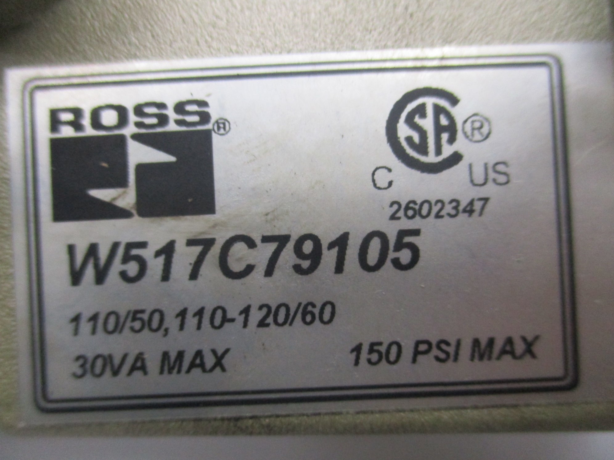 ROSS 2774B2001Z 110V/50HZ-120V/60HZ 1-10BAR UNMP